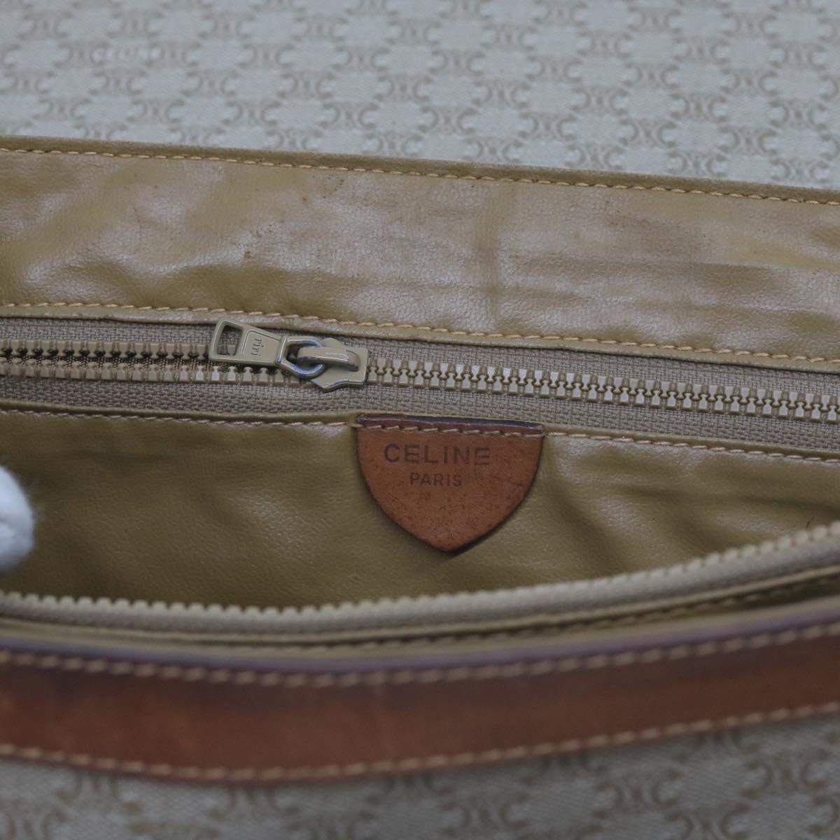 Céline Macadam Beige Canvas Shoulder Bag (Pre-Owned)