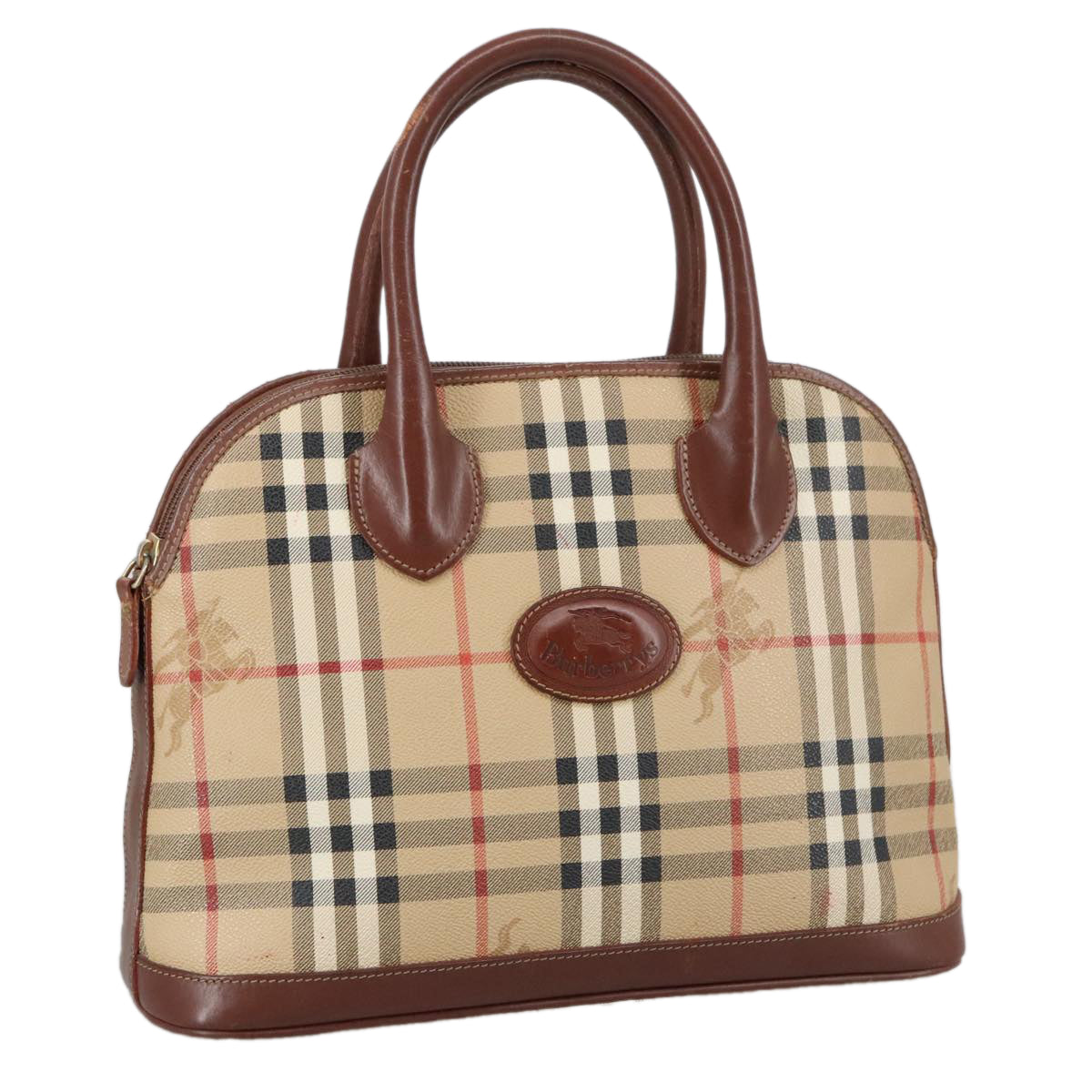 Burberry Nova Check Beige Canvas Handbag (Pre-Owned)