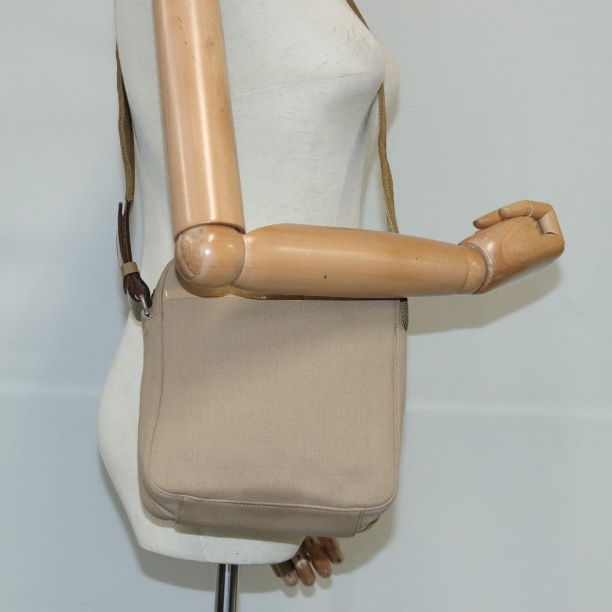 Prada Tessuto Beige Canvas Shoulder Bag (Pre-Owned)