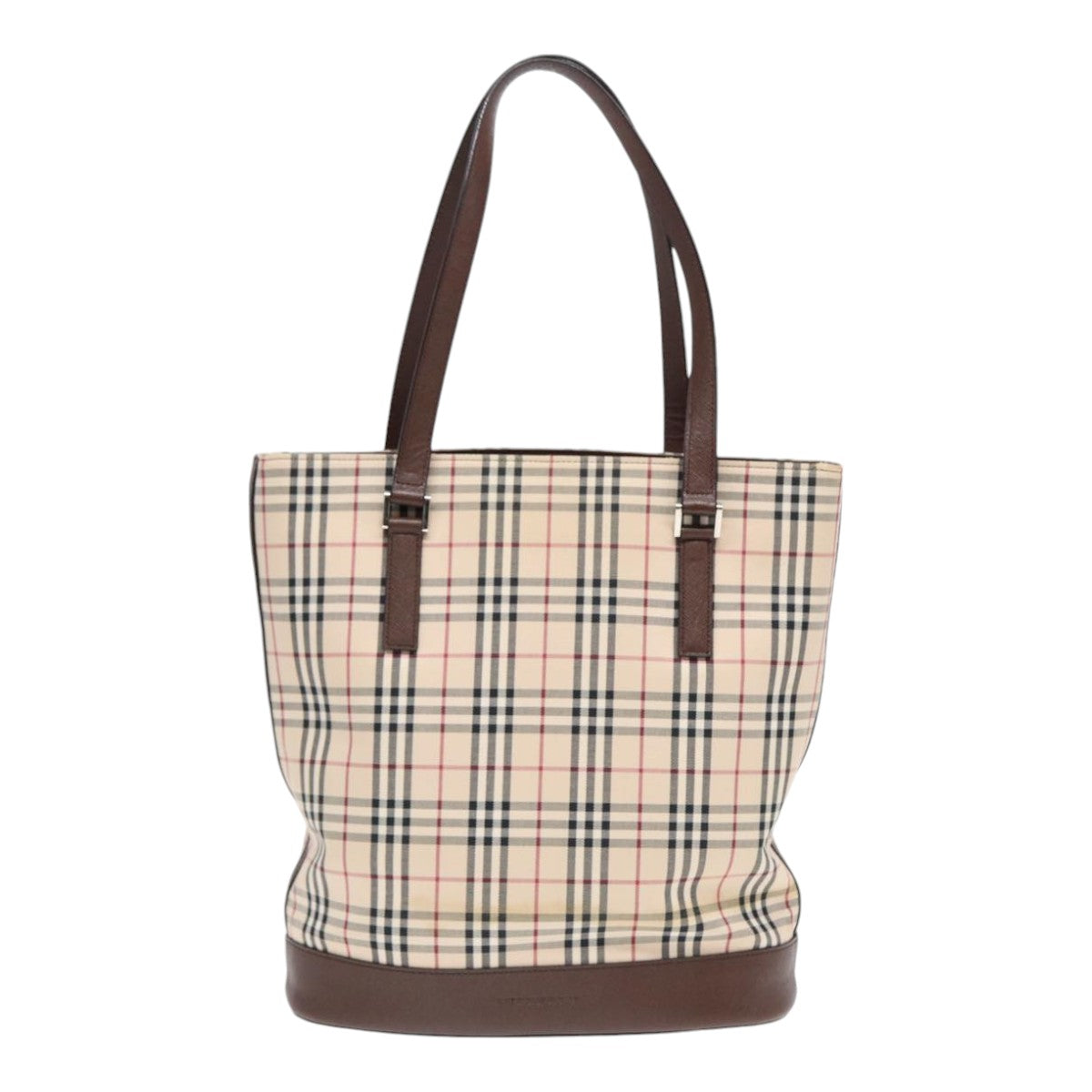 Burberry Nova Check Brown Canvas Tote Bag (Pre-Owned)