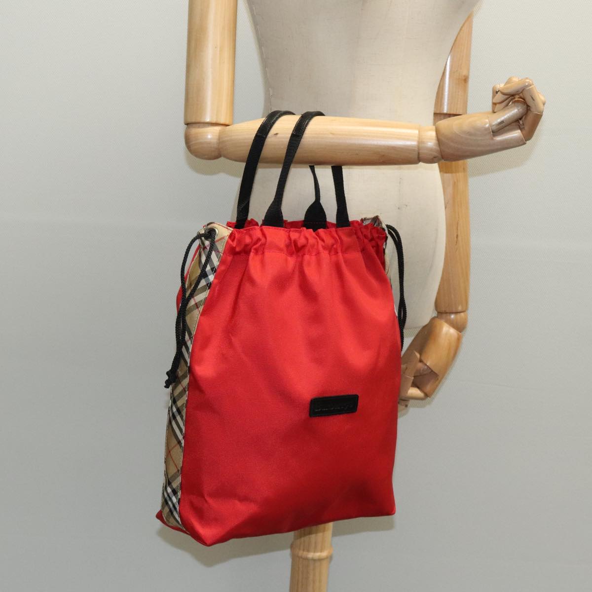 Burberry Nova Check Red Synthetic Handbag (Pre-Owned)