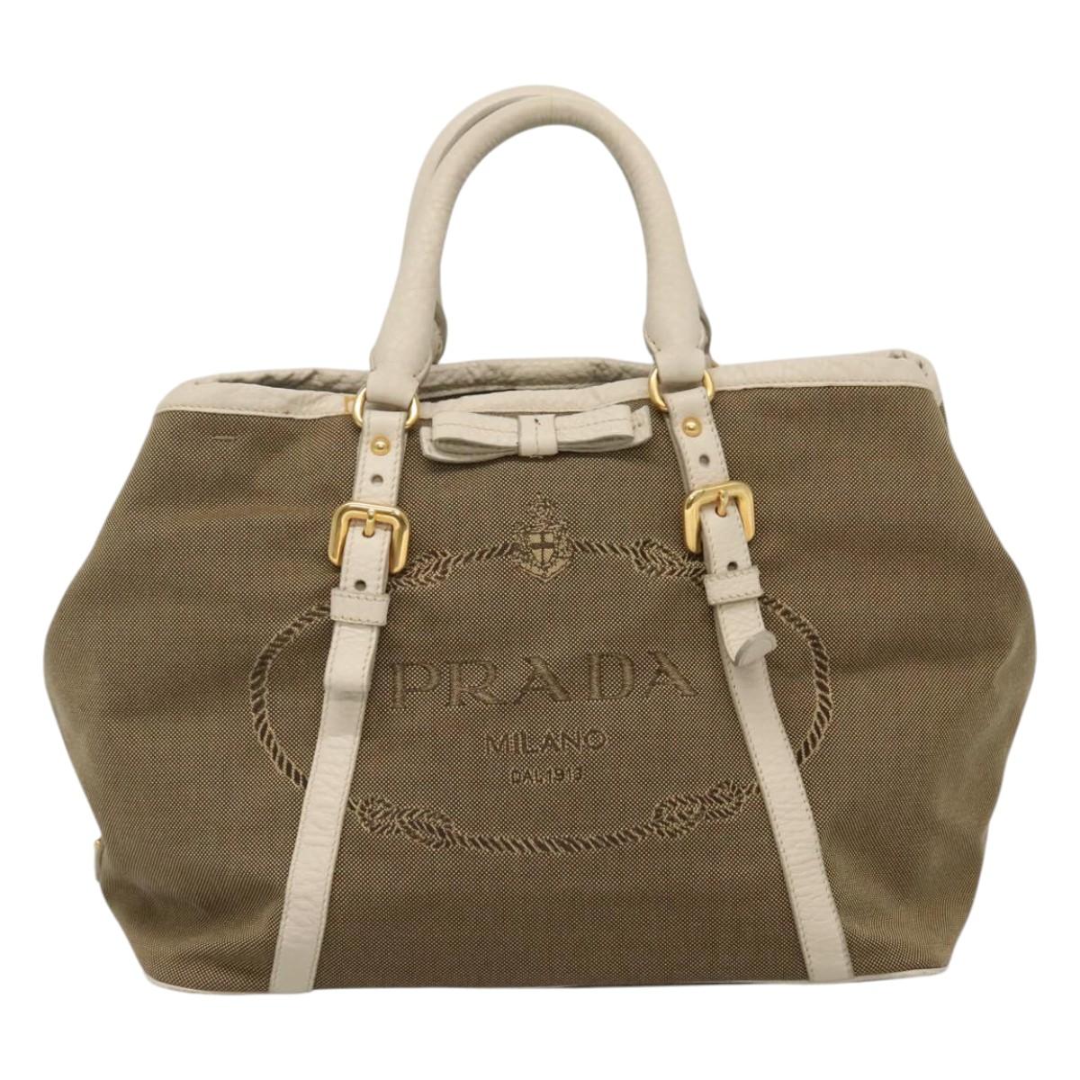 Prada Canapa Beige Canvas Handbag (Pre-Owned)