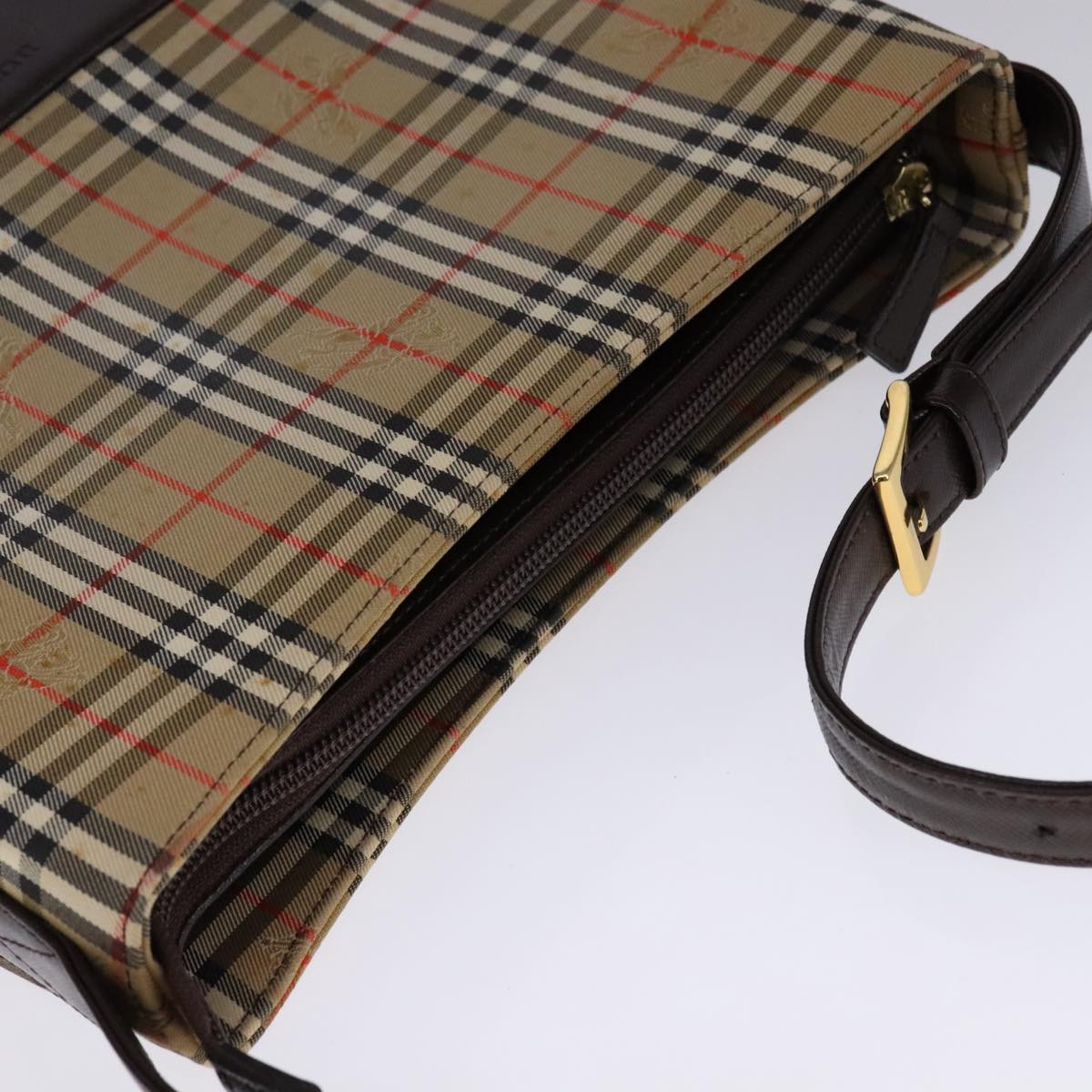 Burberry Nova Check Beige Canvas Shoulder Bag (Pre-Owned)