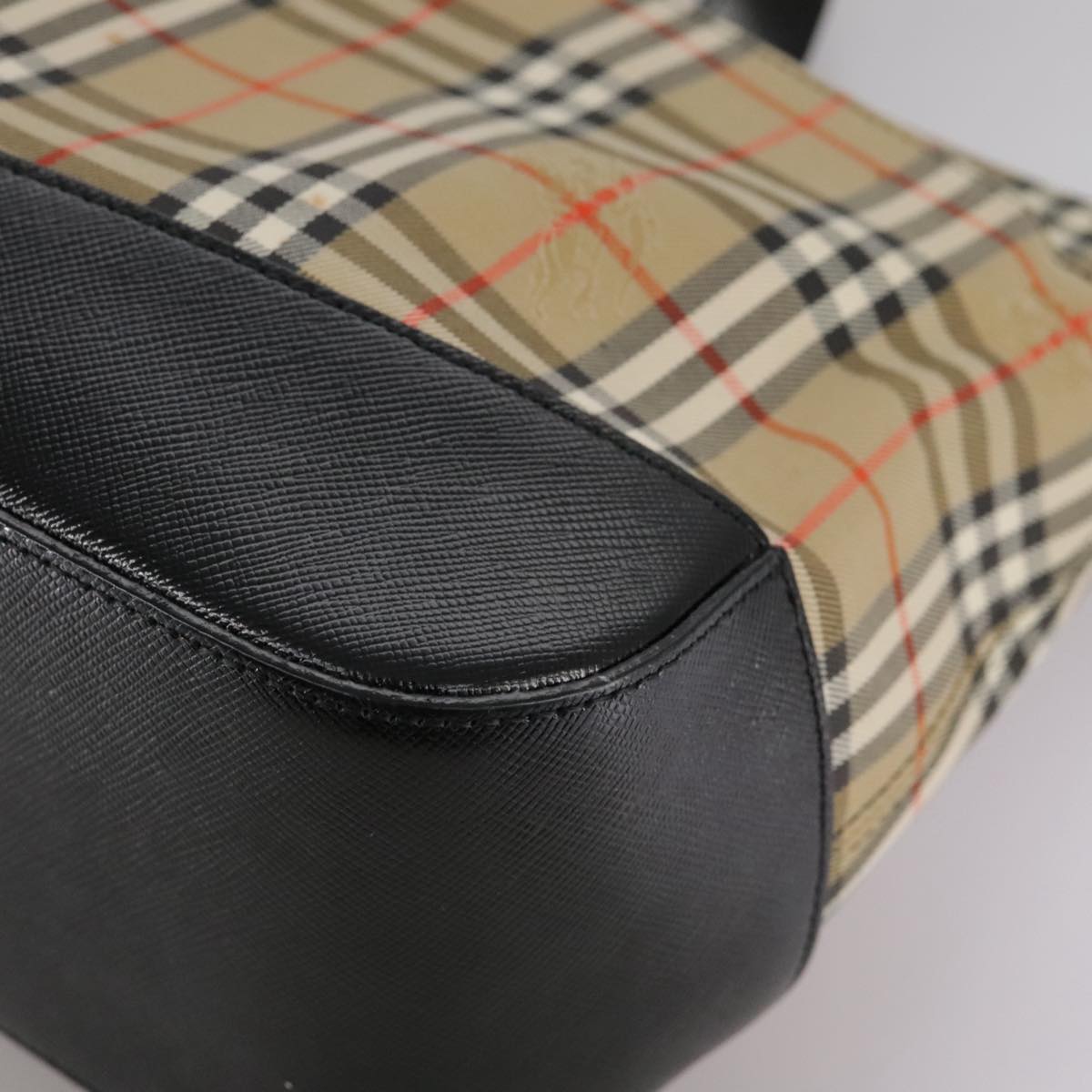 Burberry Nova Check Beige Canvas Handbag (Pre-Owned)