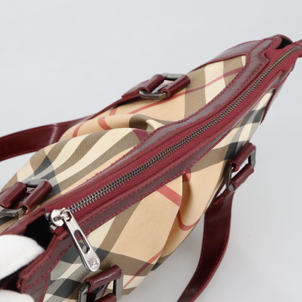 Burberry Nova Check Beige Canvas Handbag (Pre-Owned)