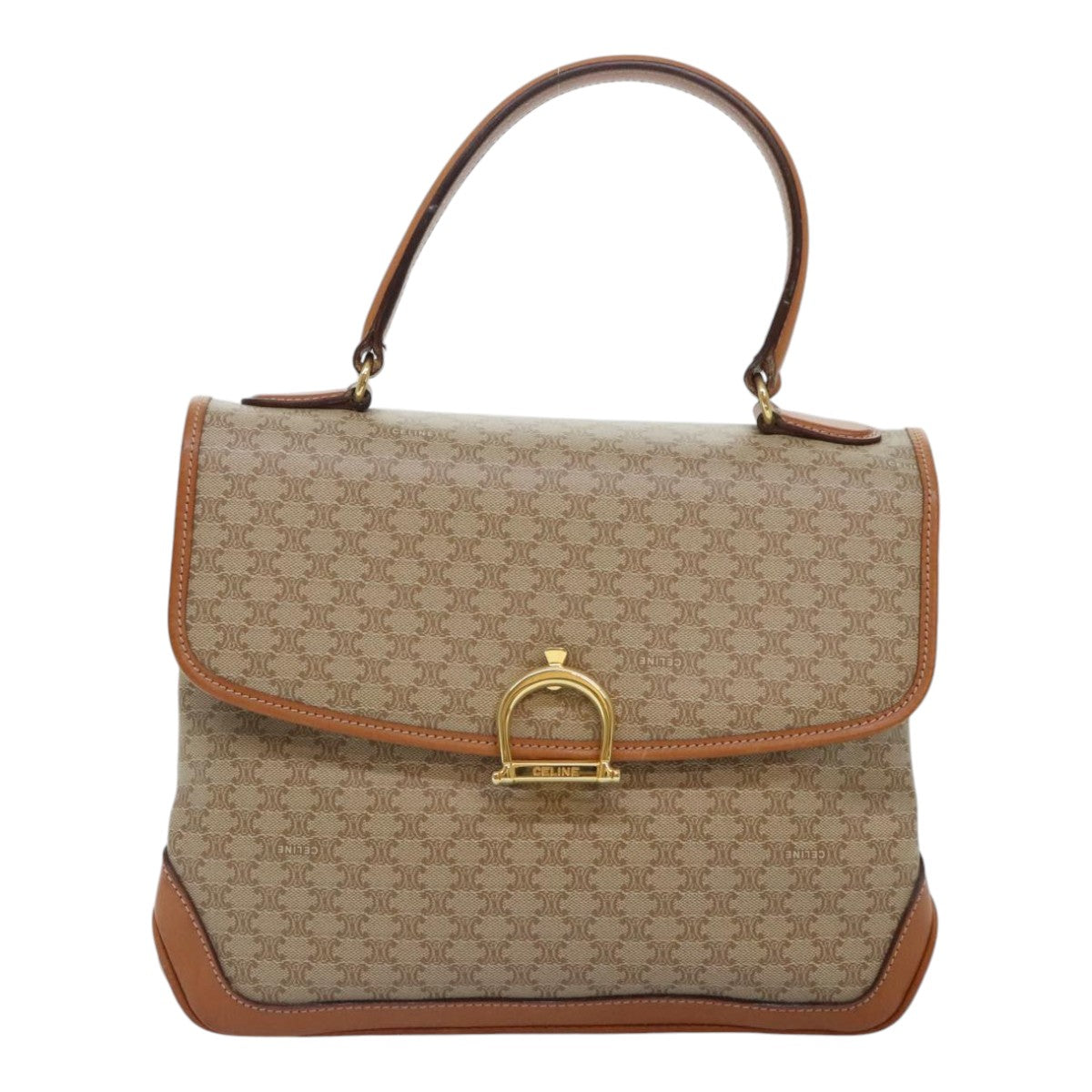 Céline Triomphe Vintage Beige Canvas Handbag (Pre-Owned)