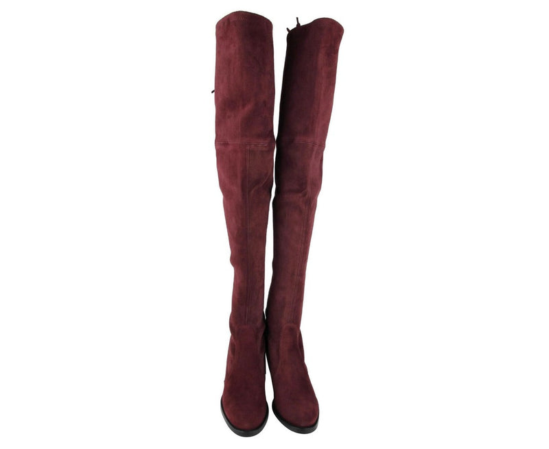 Stuart Weitzman Women's Tipland Cabernet Burgundy Suede Over the Knee Boot