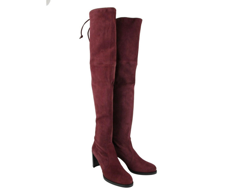 Stuart Weitzman Women's Tipland Cabernet Burgundy Suede Over the Knee Boot