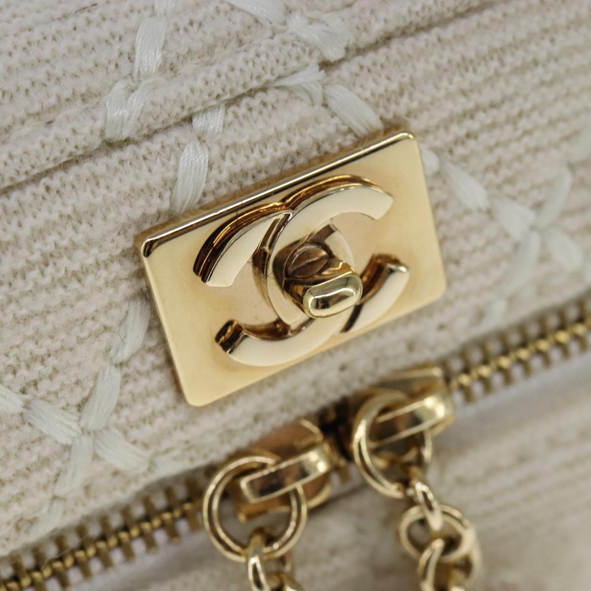 Chanel Vanity Beige Canvas Clutch Bag (Pre-Owned)