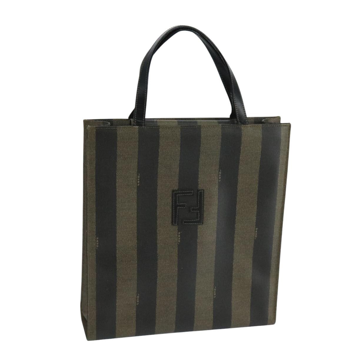 Fendi Pequin Brown Canvas Handbag (Pre-Owned)