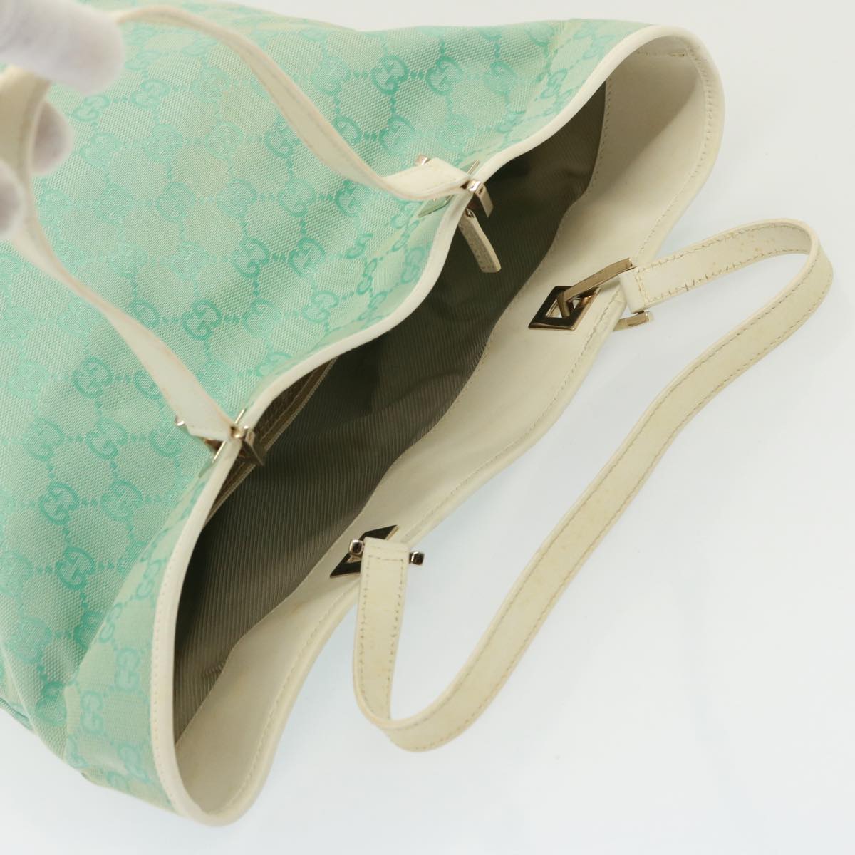 Gucci Gg Canvas Blue Canvas Shoulder Bag (Pre-Owned)