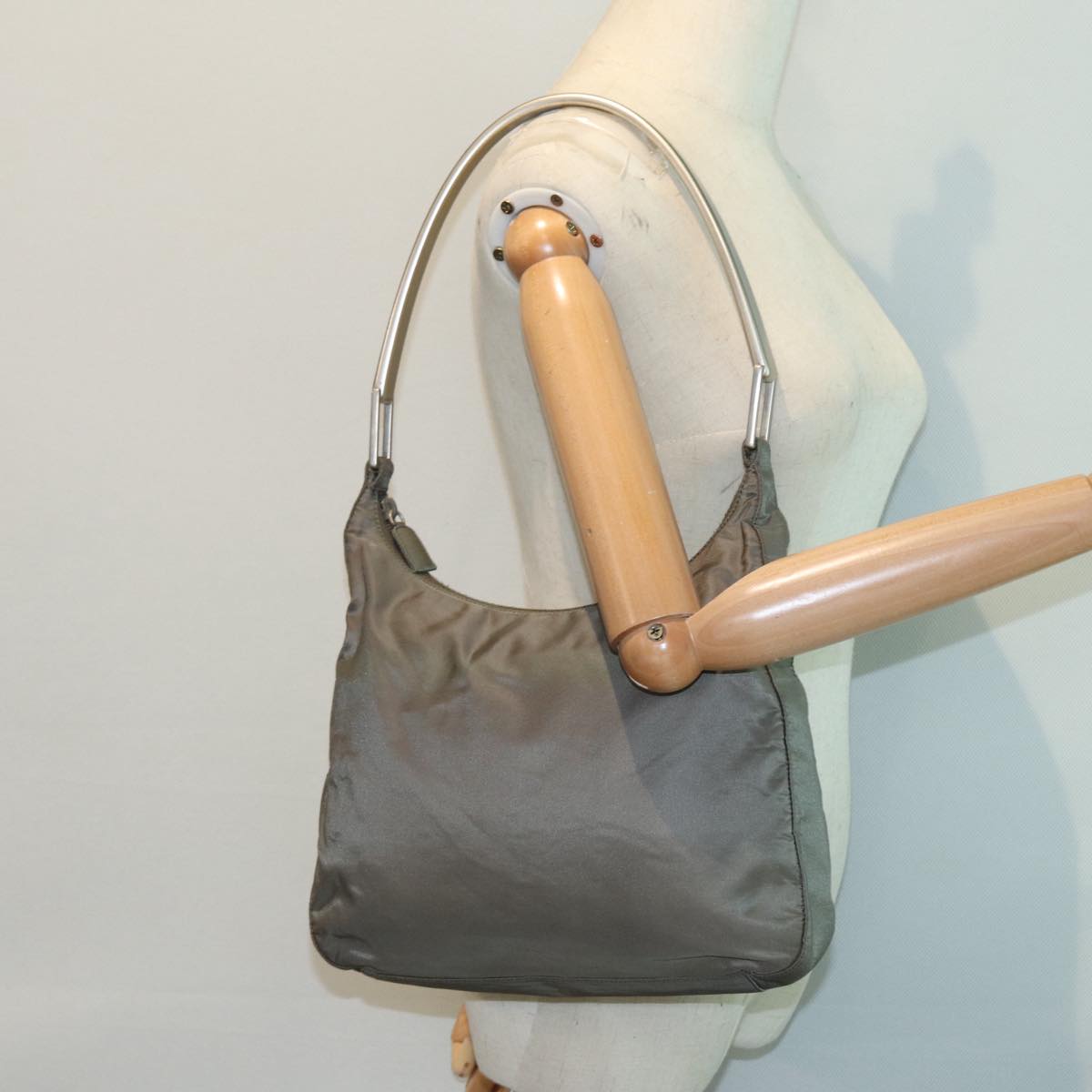 Prada Grey Synthetic Shoulder Bag (Pre-Owned)