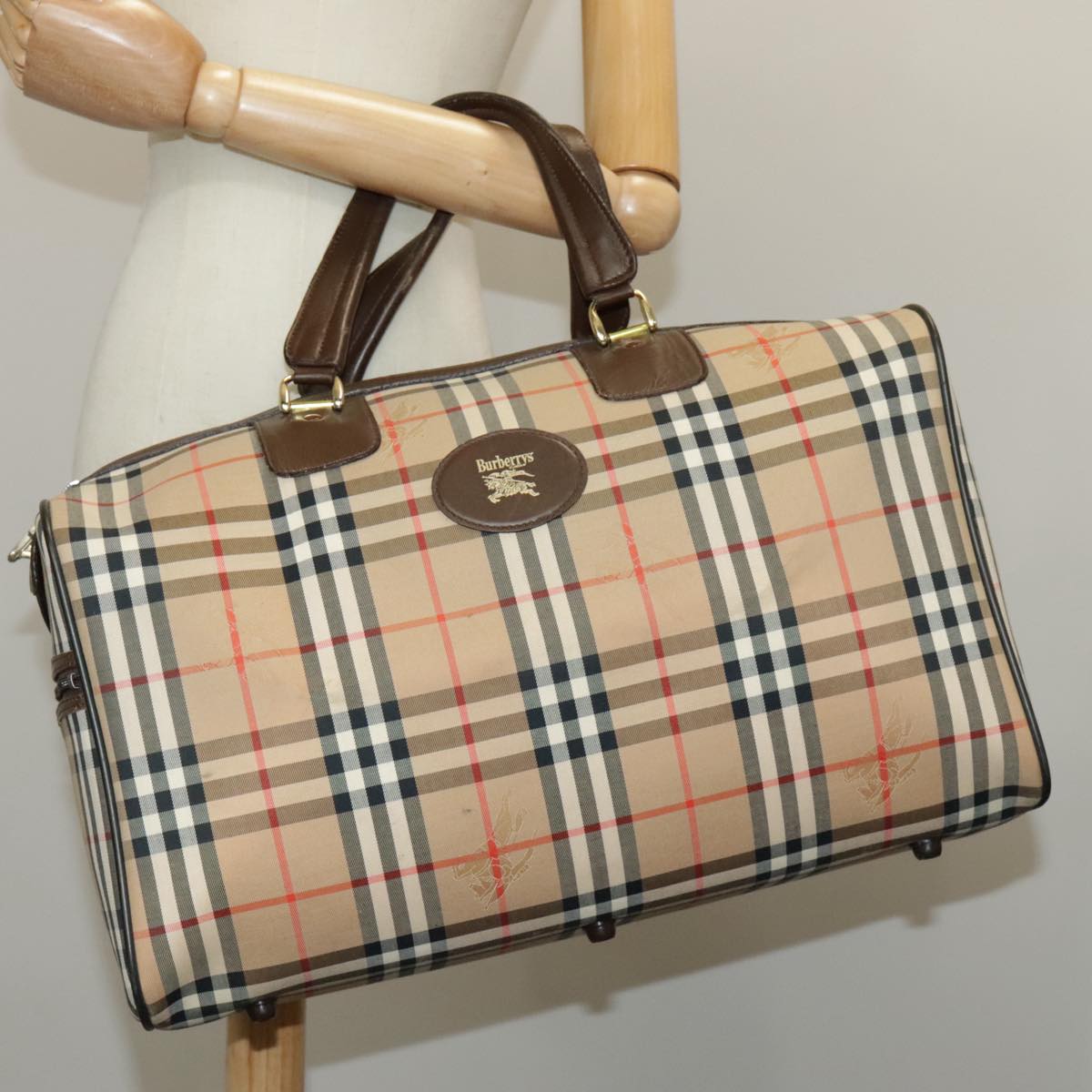 Burberry Nova Check Beige Canvas Travel Bag (Pre-Owned)