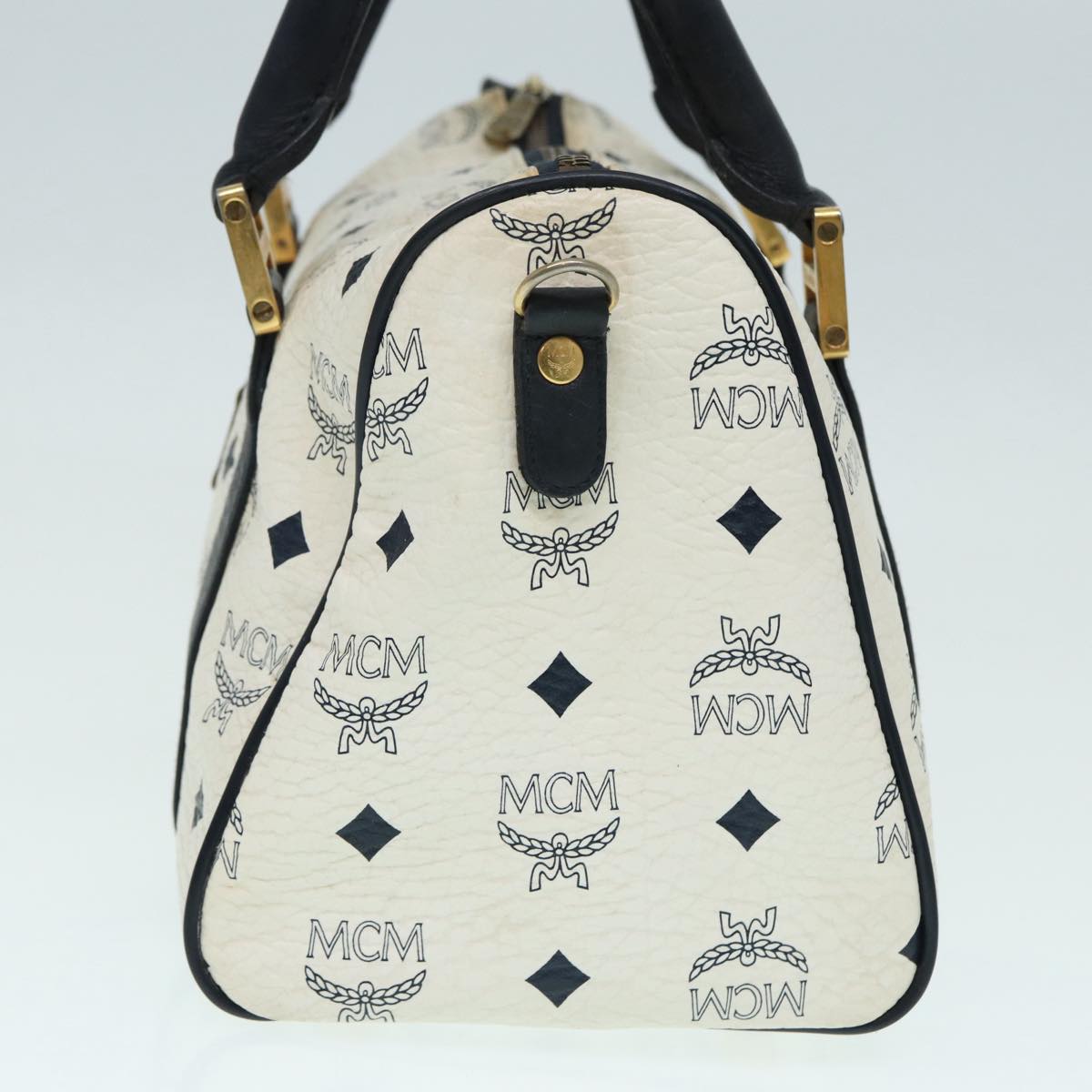 MCM Visetos White Leather Handbag (Pre-Owned)