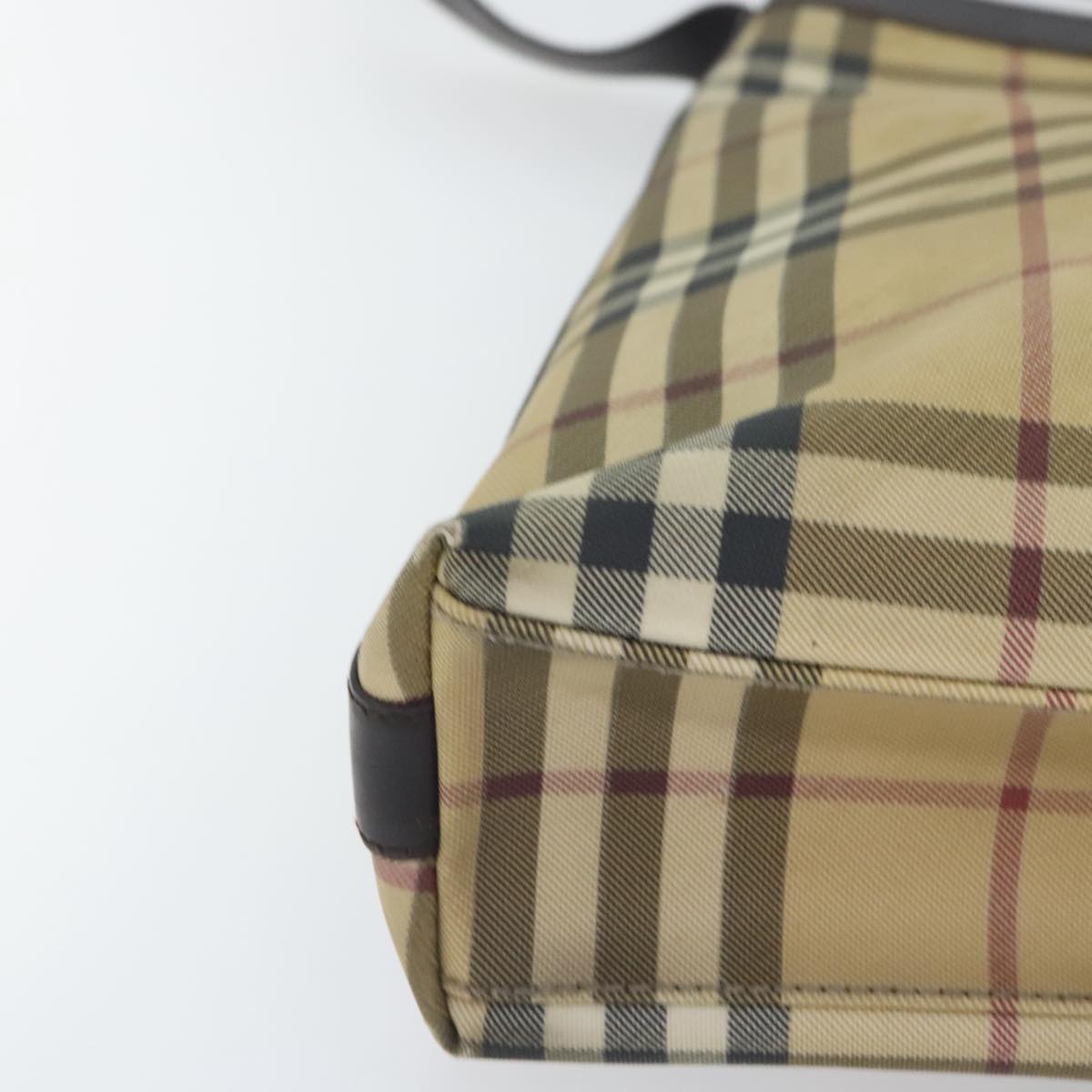 Burberry Nova Check Beige Canvas Shoulder Bag (Pre-Owned)