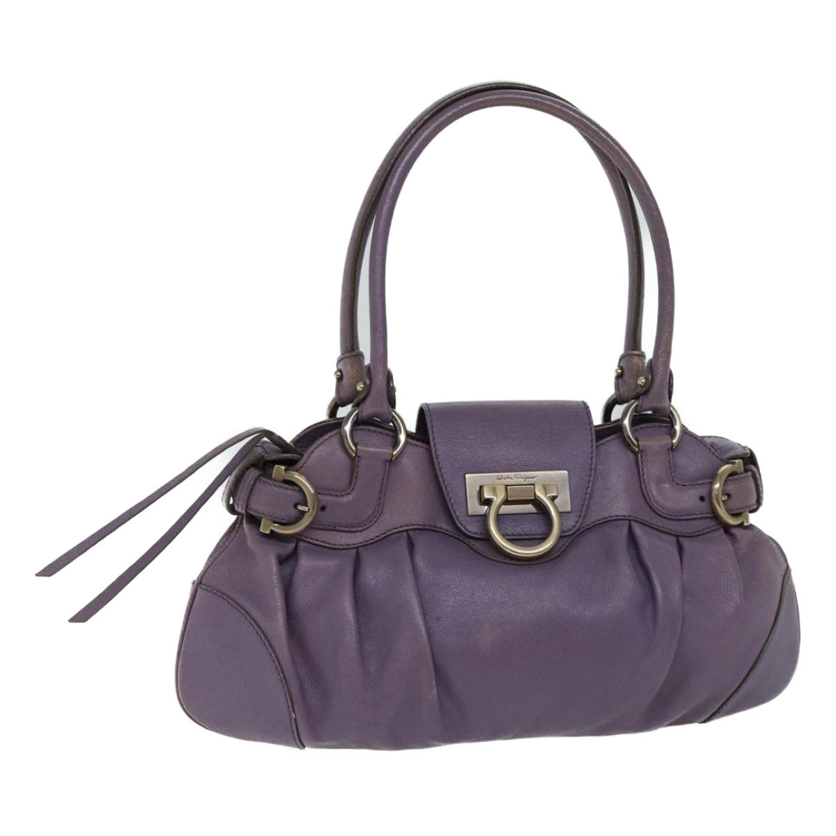 Salvatore Ferragamo Gancini Purple Leather Handbag (Pre-Owned)