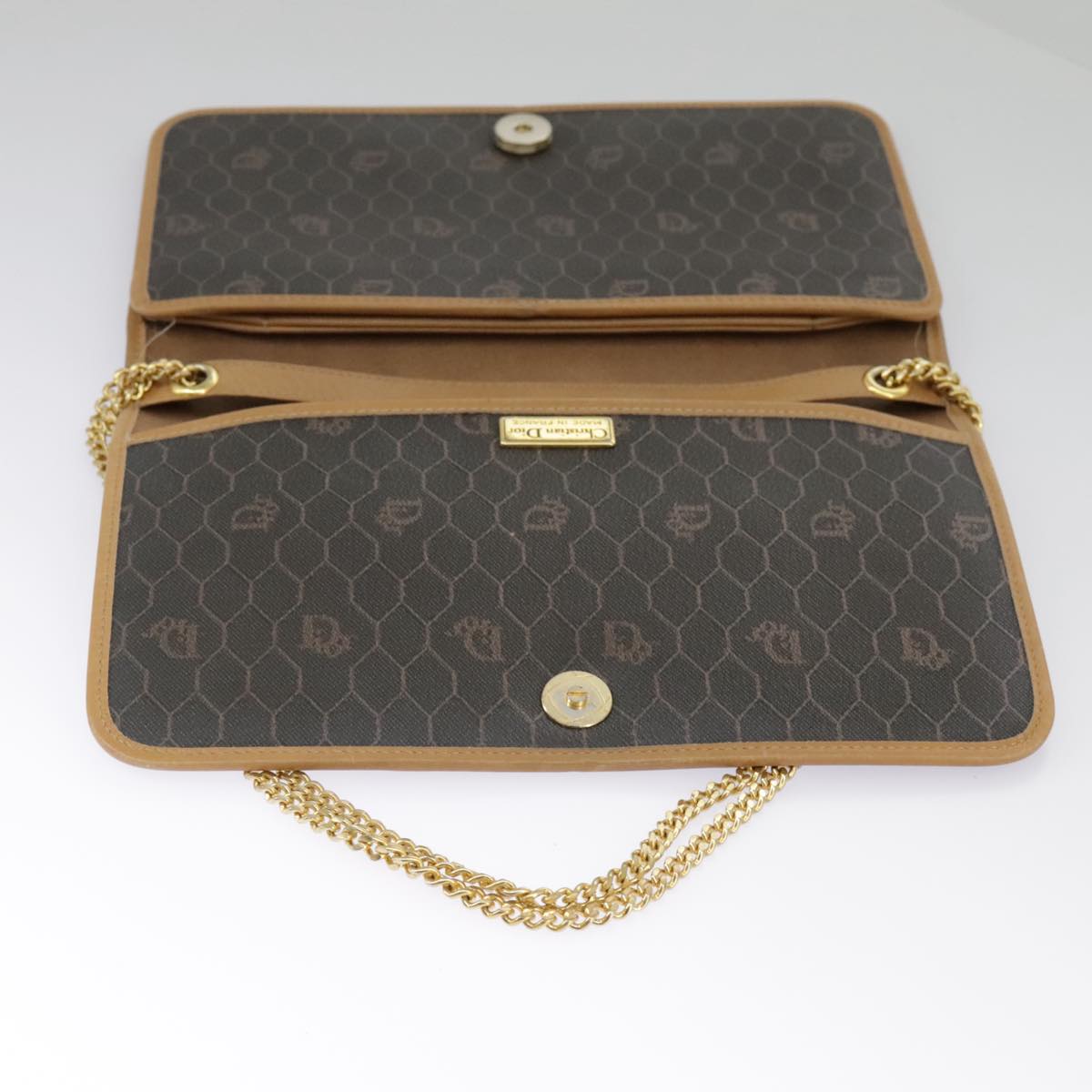 Dior Honeycomb Brown Canvas Shoulder Bag (Pre-Owned)