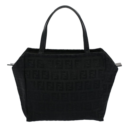 Fendi Zucchino Black Canvas Handbag (Pre-Owned)