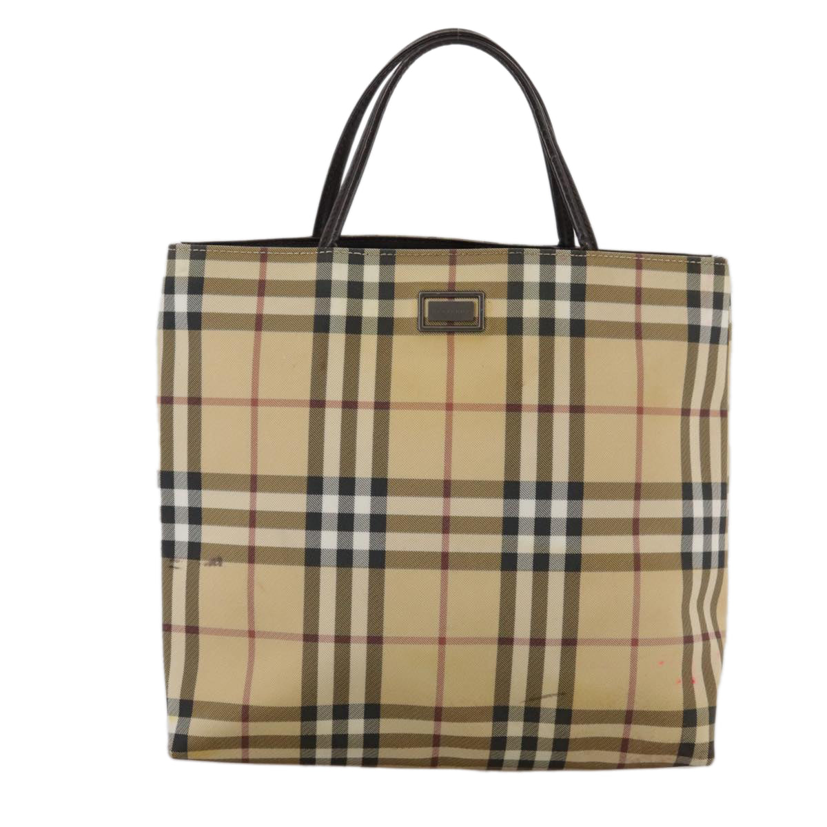 Burberry Nova Check Beige Canvas Handbag (Pre-Owned)