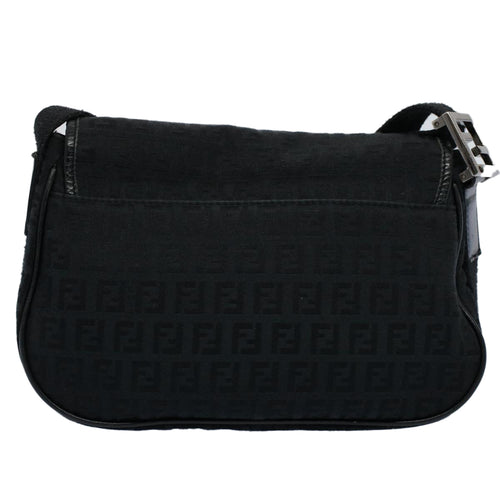 Fendi Zucchino Black Canvas Shoulder Bag (Pre-Owned)