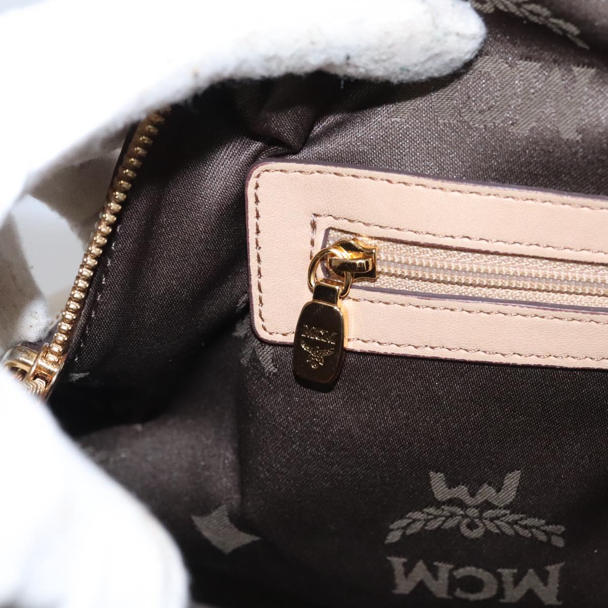 MCM Visetos Beige Canvas Handbag (Pre-Owned)