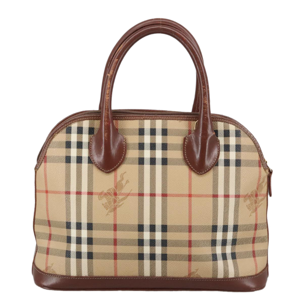 Burberry Nova Check Beige Canvas Handbag (Pre-Owned)