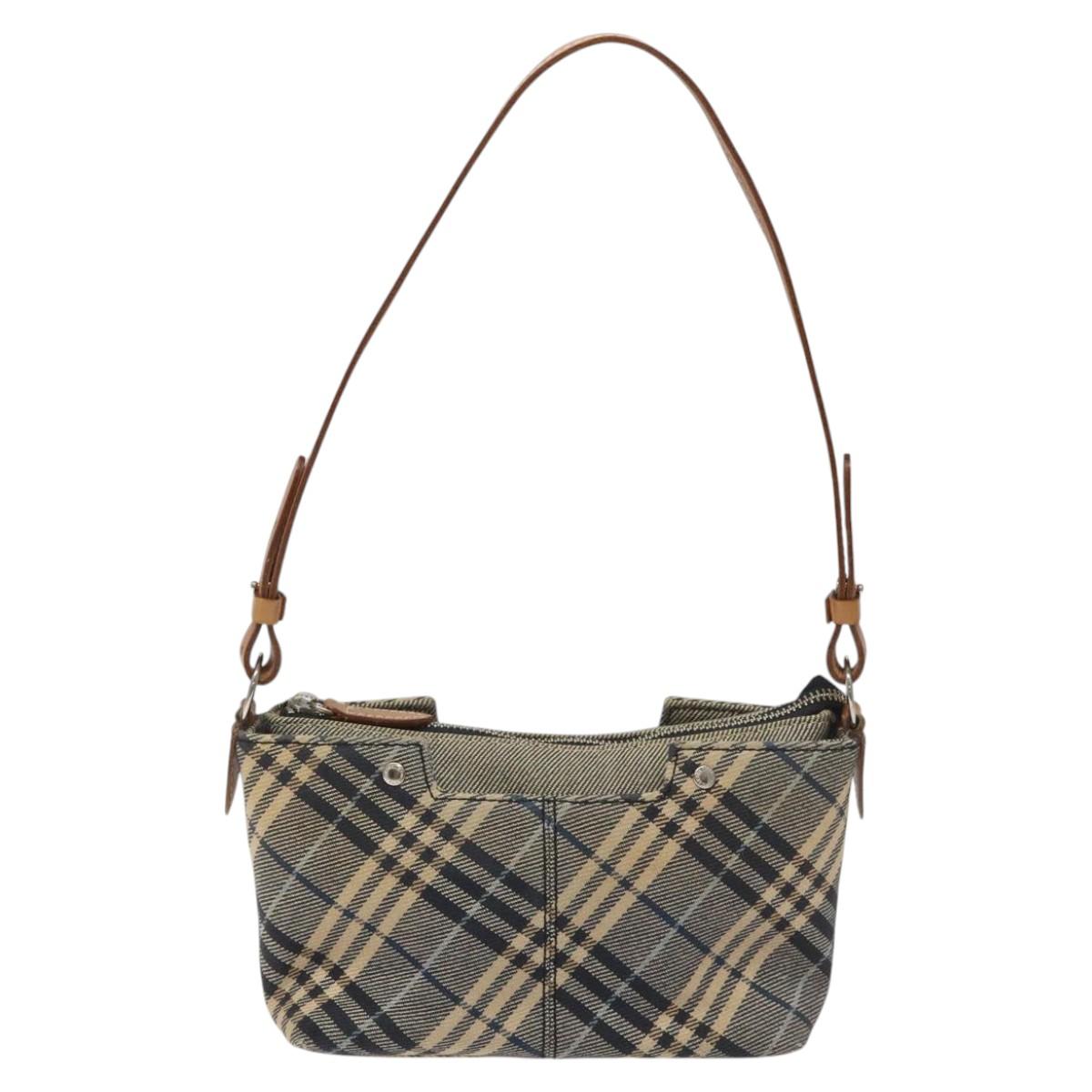 Burberry Nova Check Blue Canvas Shoulder Bag (Pre-Owned)