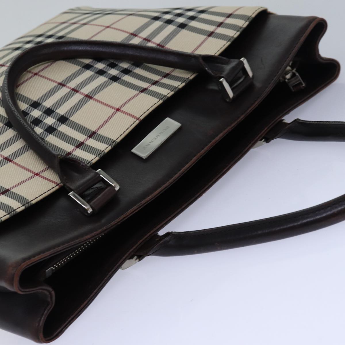 Burberry Nova Check Beige Synthetic Handbag (Pre-Owned)