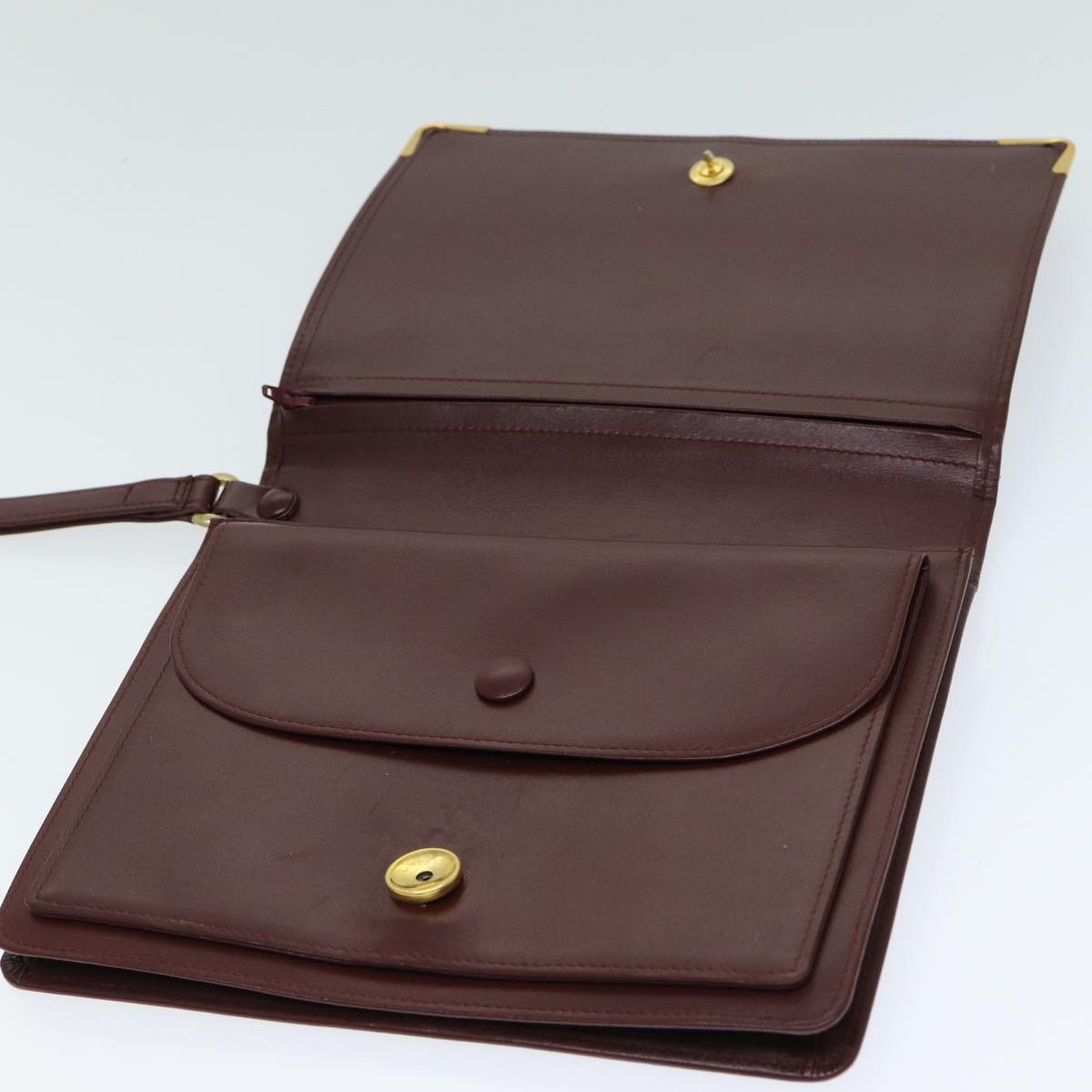Cartier Must De Cartier Burgundy Leather Clutch Bag (Pre-Owned)