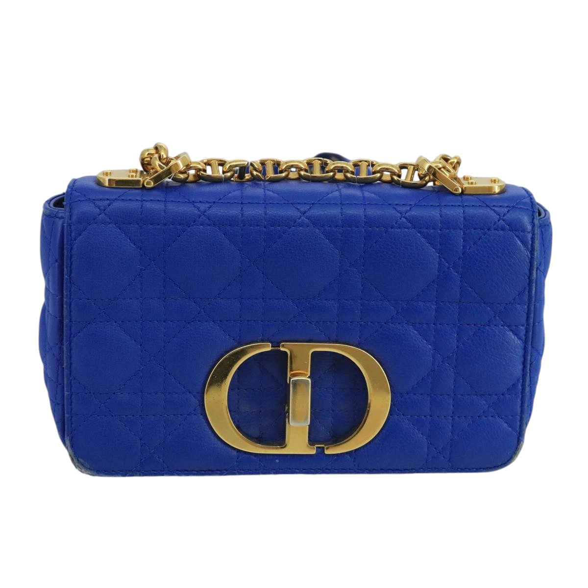 Dior Caro Blue Leather Shoulder Bag (Pre-Owned)