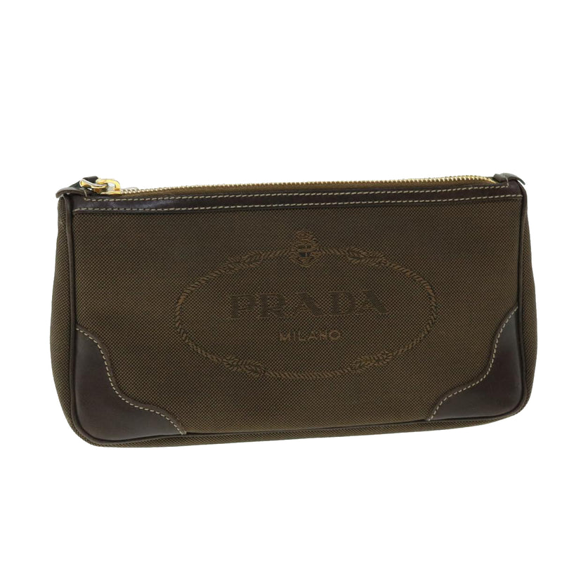 Prada Brown Canvas Clutch Bag (Pre-Owned)