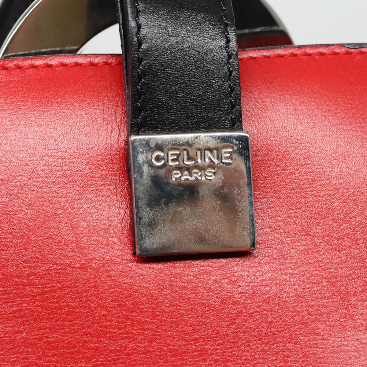 Céline Logo Du Cercle Red Leather Shoulder Bag (Pre-Owned)