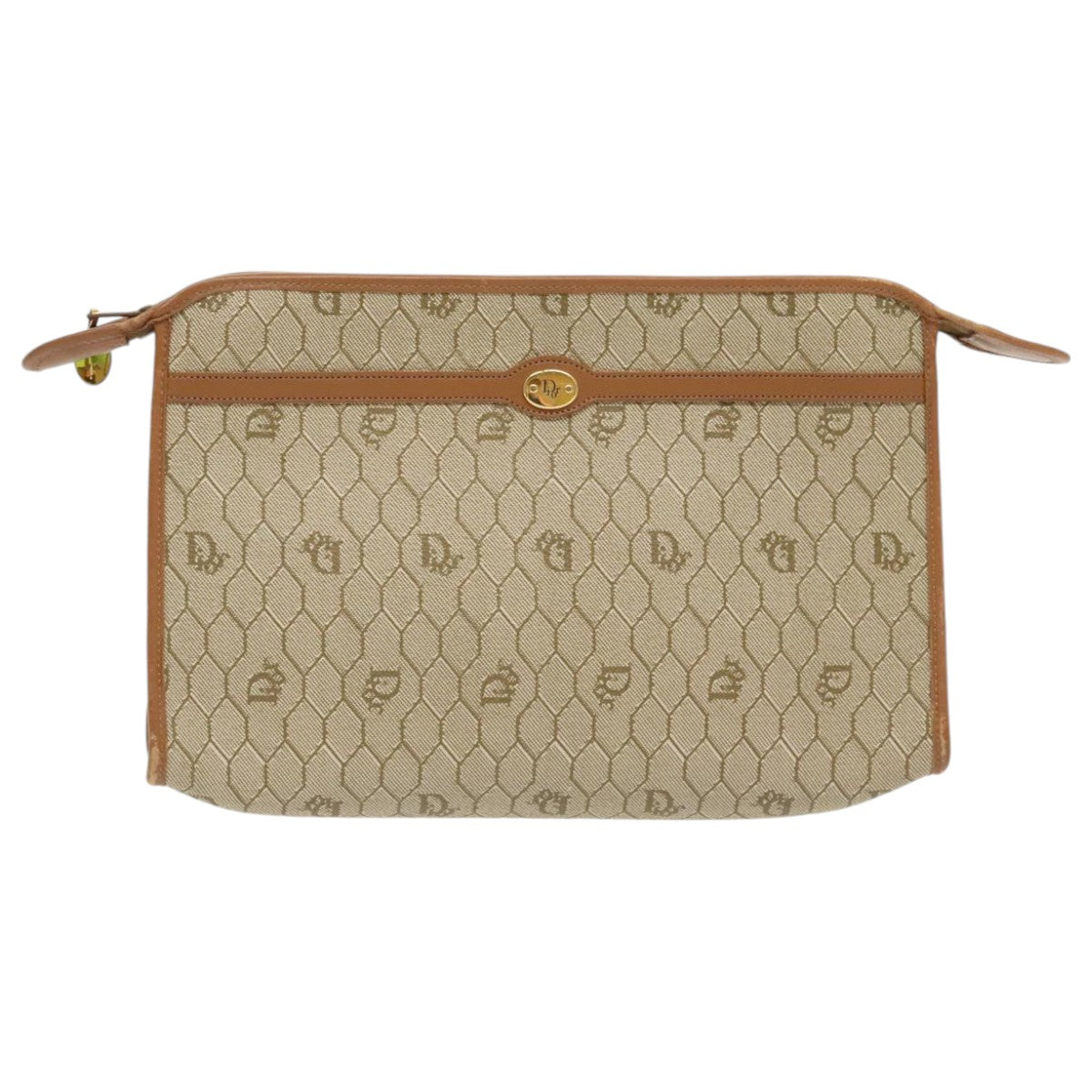 Dior Honeycomb Beige Canvas Clutch Bag (Pre-Owned)
