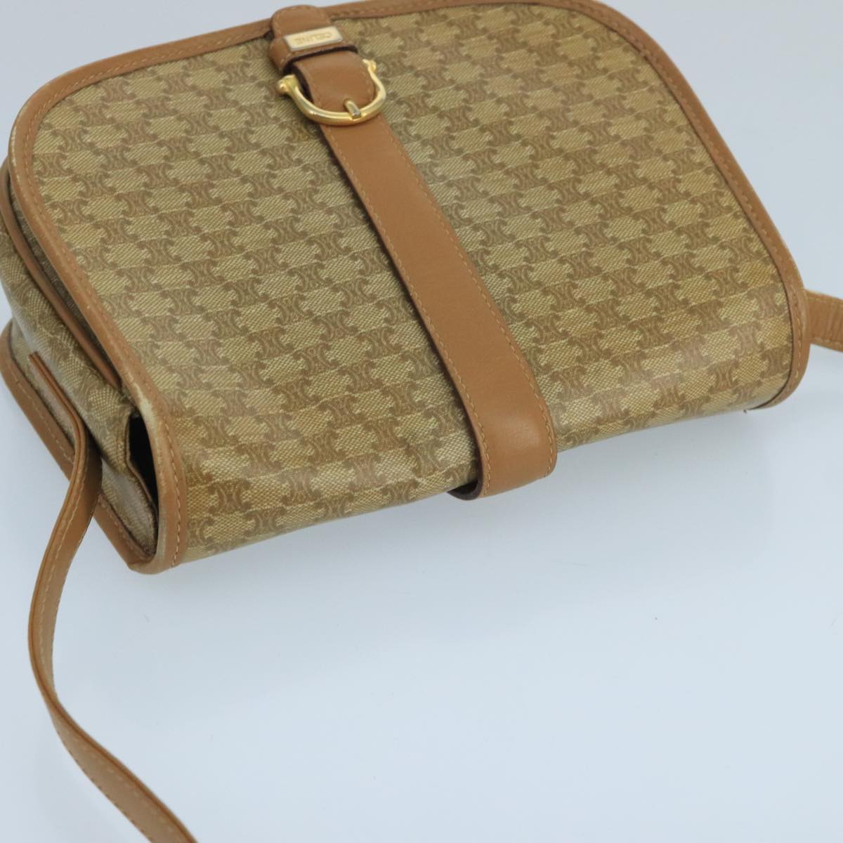 Céline Triomphe Beige Canvas Shoulder Bag (Pre-Owned)