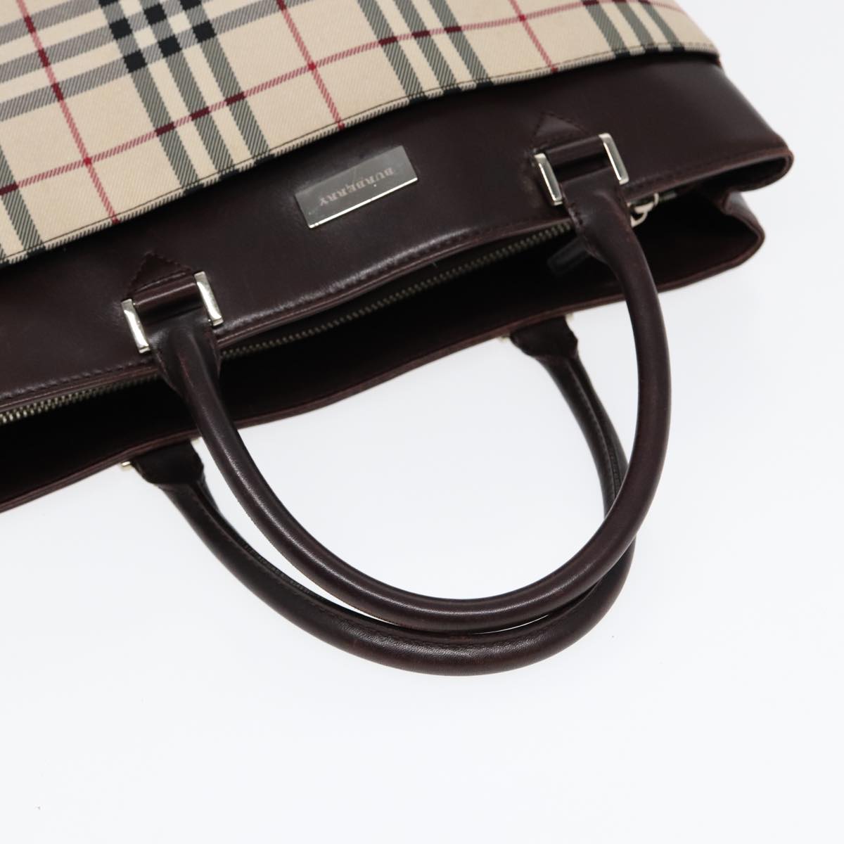 Burberry Nova Check Beige Canvas Handbag (Pre-Owned)