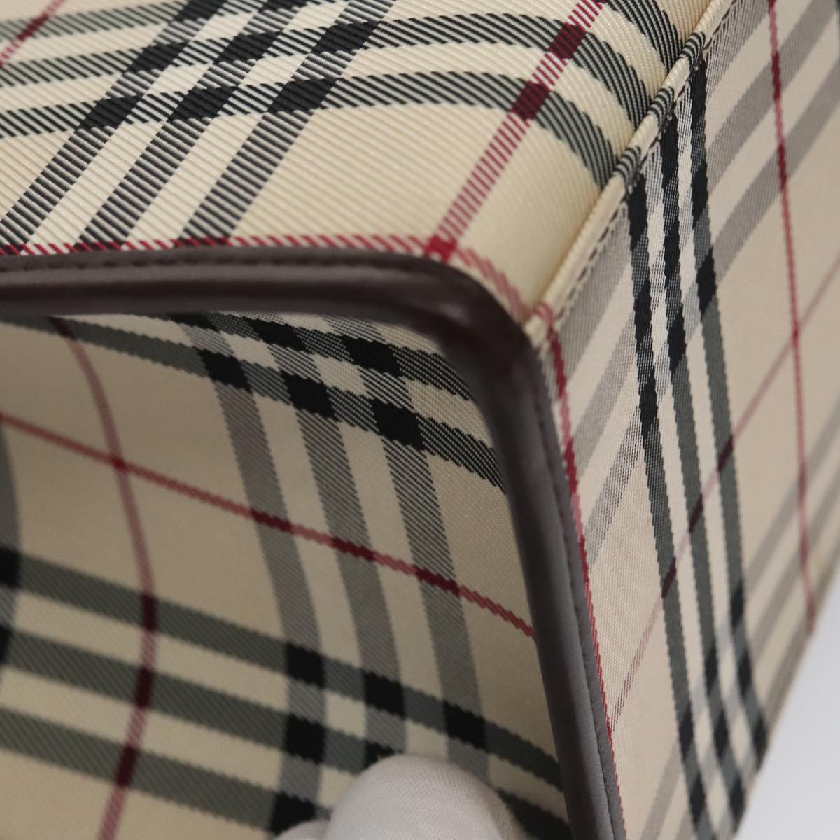 Burberry Nova Check Beige Canvas Handbag (Pre-Owned)