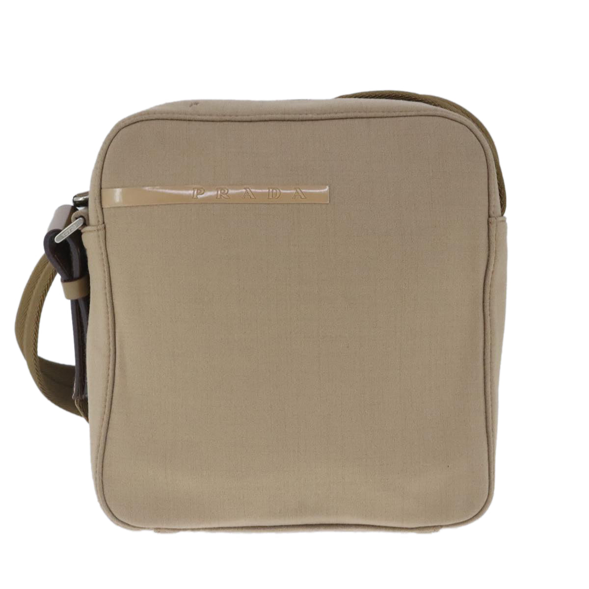 Prada Tessuto Beige Canvas Shoulder Bag (Pre-Owned)