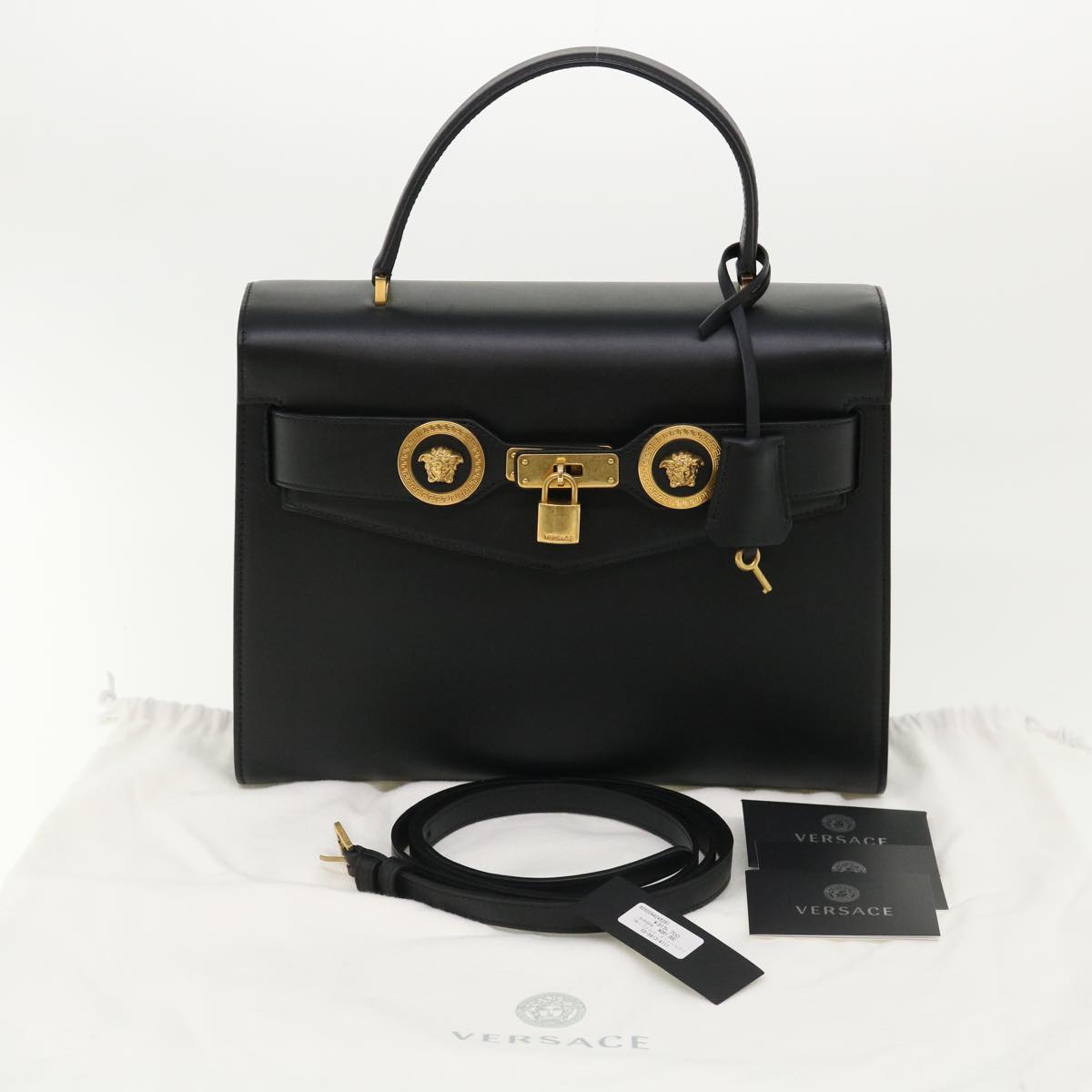 Versace Black Leather Handbag (Pre-Owned)