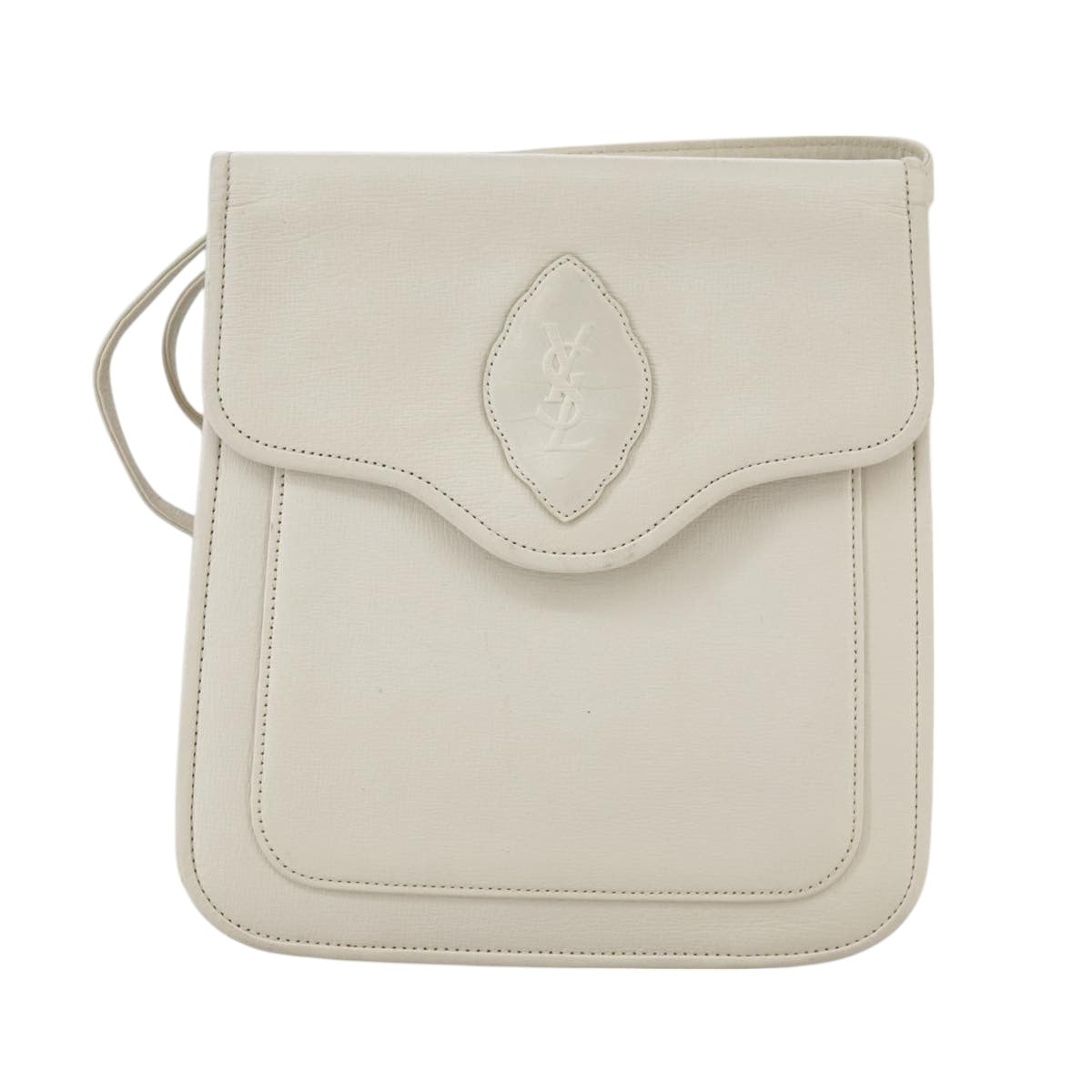 Saint Laurent Ysl Line White Leather Shoulder Bag (Pre-Owned)