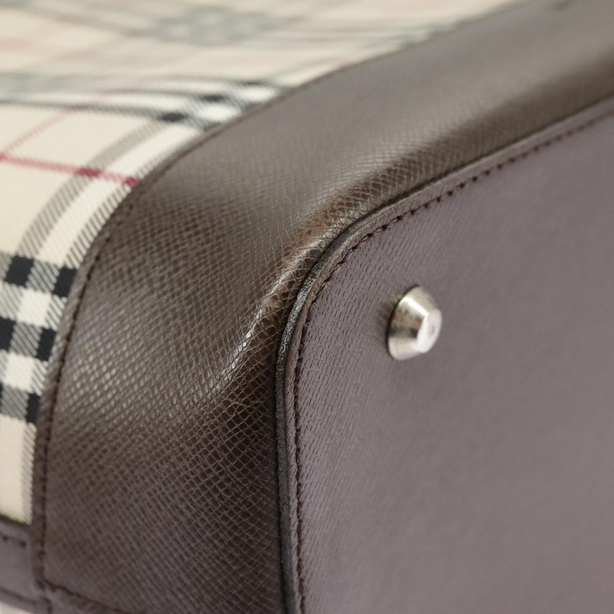 Burberry Nova Check Beige Canvas Handbag (Pre-Owned)