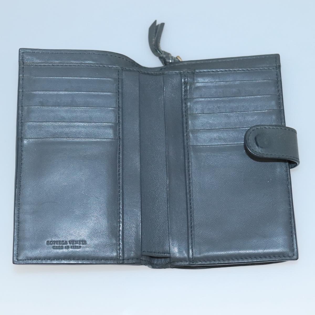 Bottega Veneta Intrecciato Grey Leather Wallet  (Pre-Owned)