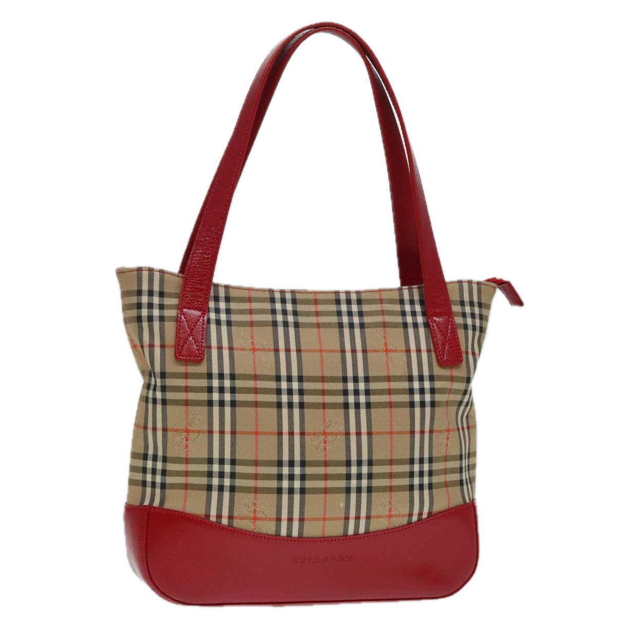 Burberry Nova Check Beige Canvas Handbag (Pre-Owned)