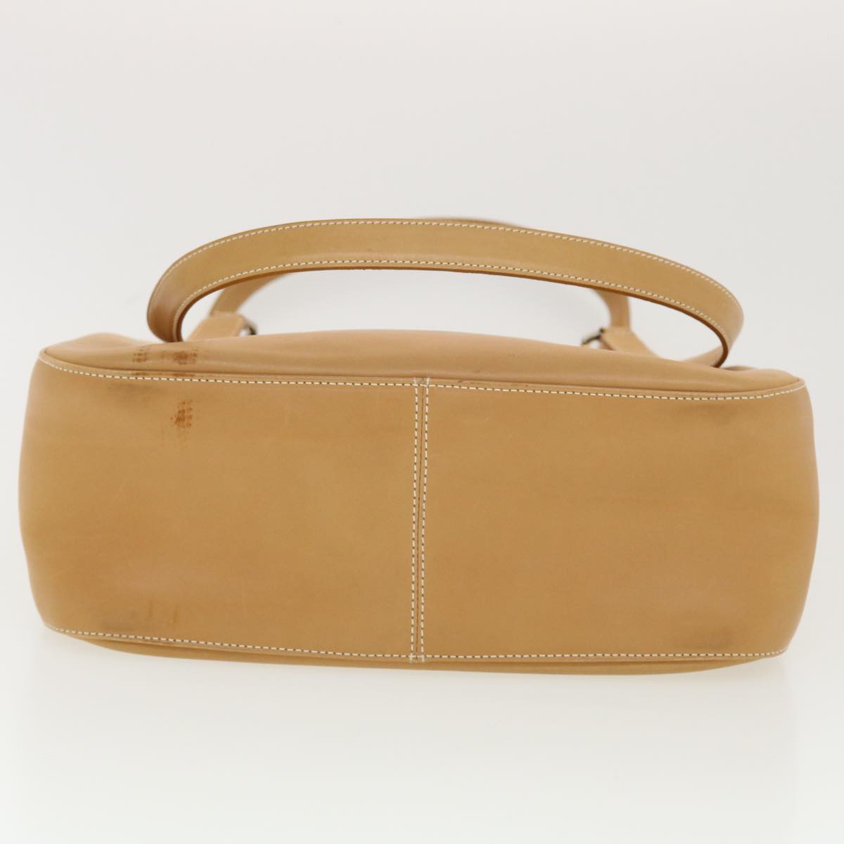 Salvatore Ferragamo Gancini Beige Leather Shoulder Bag (Pre-Owned)