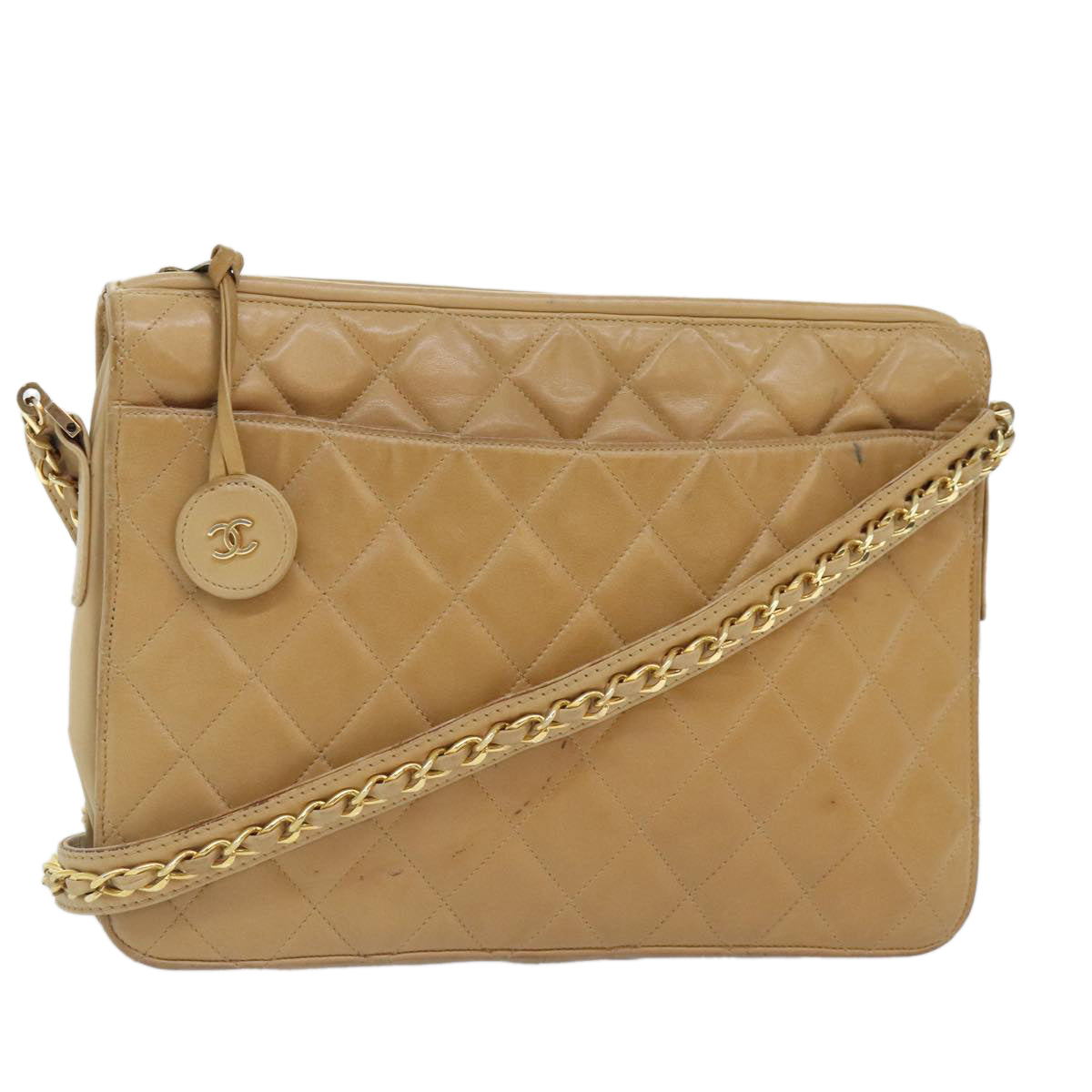 Chanel Camera Beige Leather Shoulder Bag (Pre-Owned)
