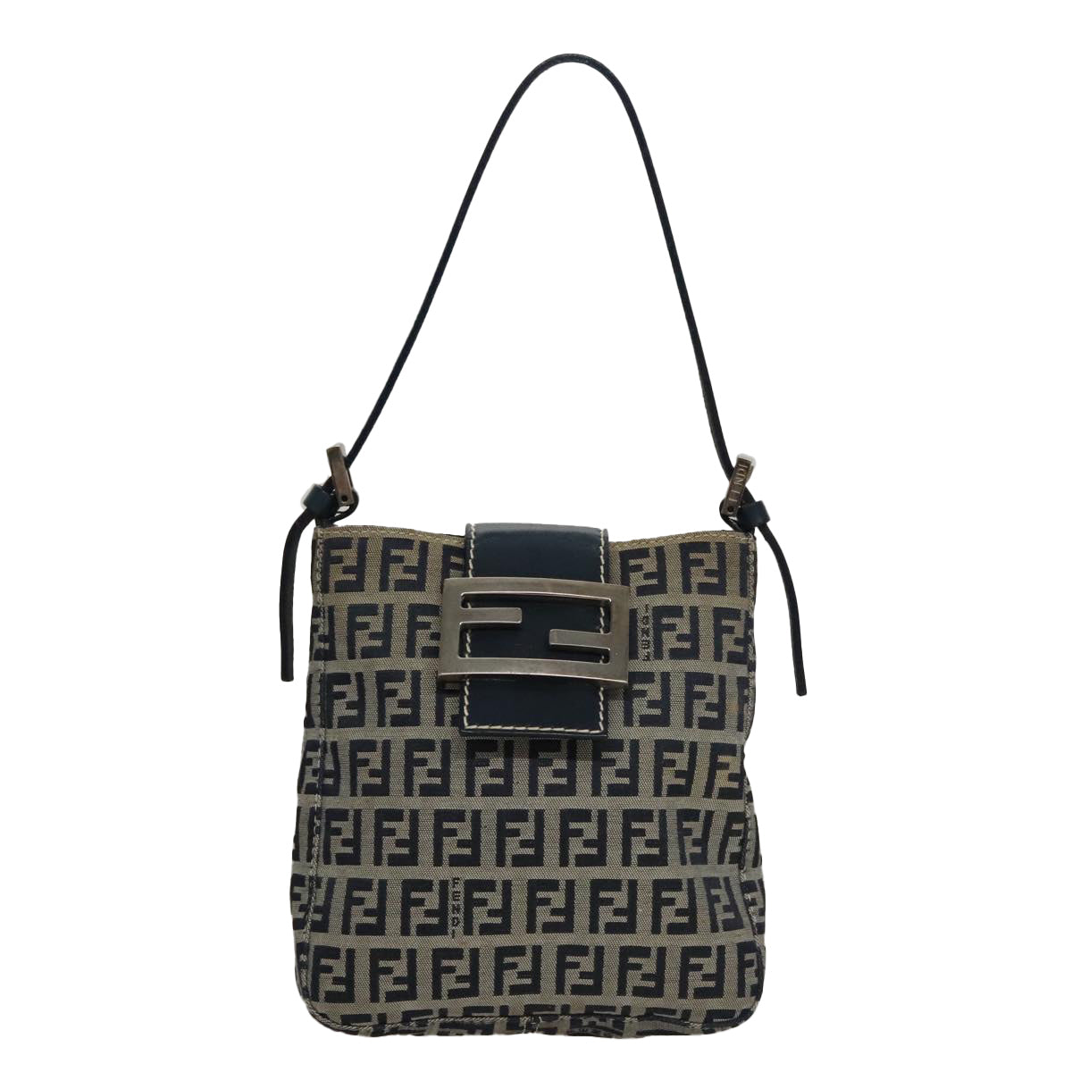 Fendi Zucchino Navy Canvas Shoulder Bag (Pre-Owned)