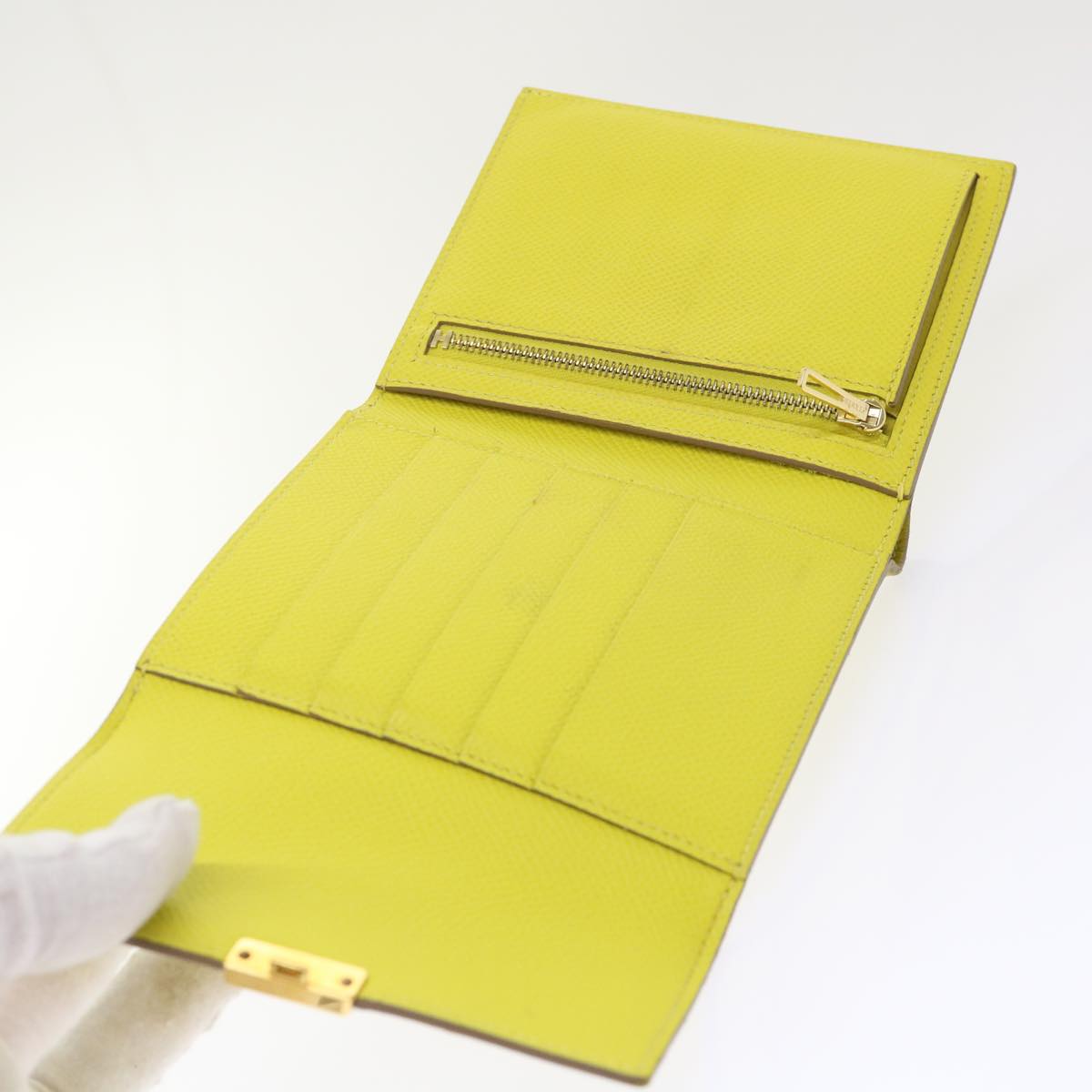 Hermès Clic 12 Yellow Leather Wallet  (Pre-Owned)