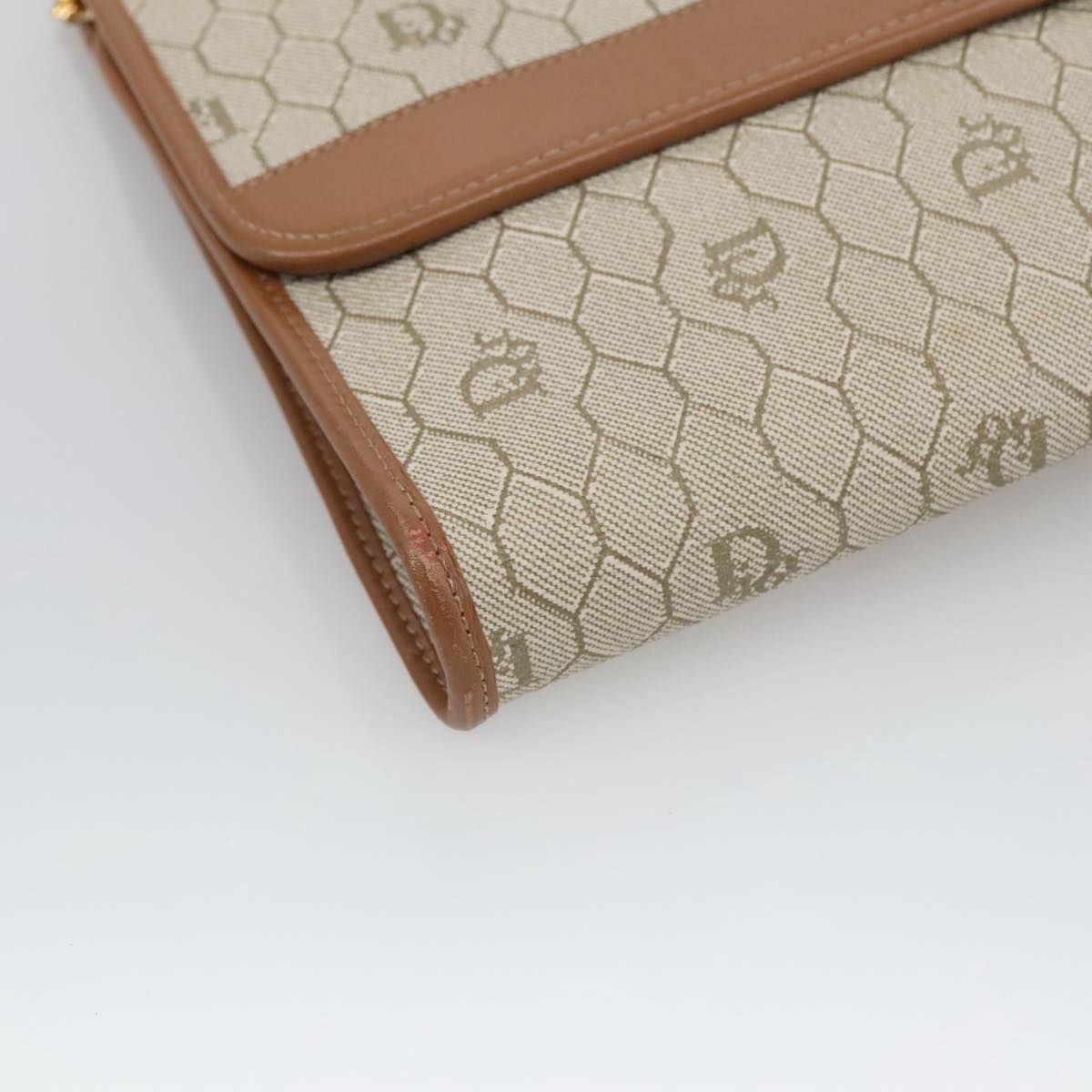 Dior Honeycomb Beige Canvas Shoulder Bag (Pre-Owned)