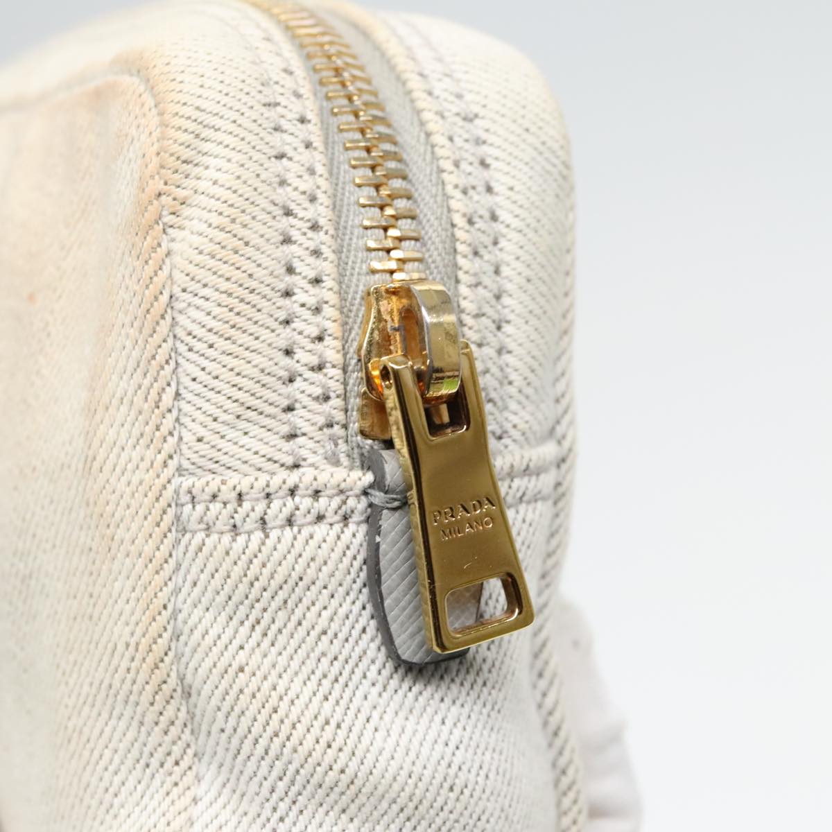Prada Triangle Logo Beige Denim - Jeans Clutch Bag (Pre-Owned)