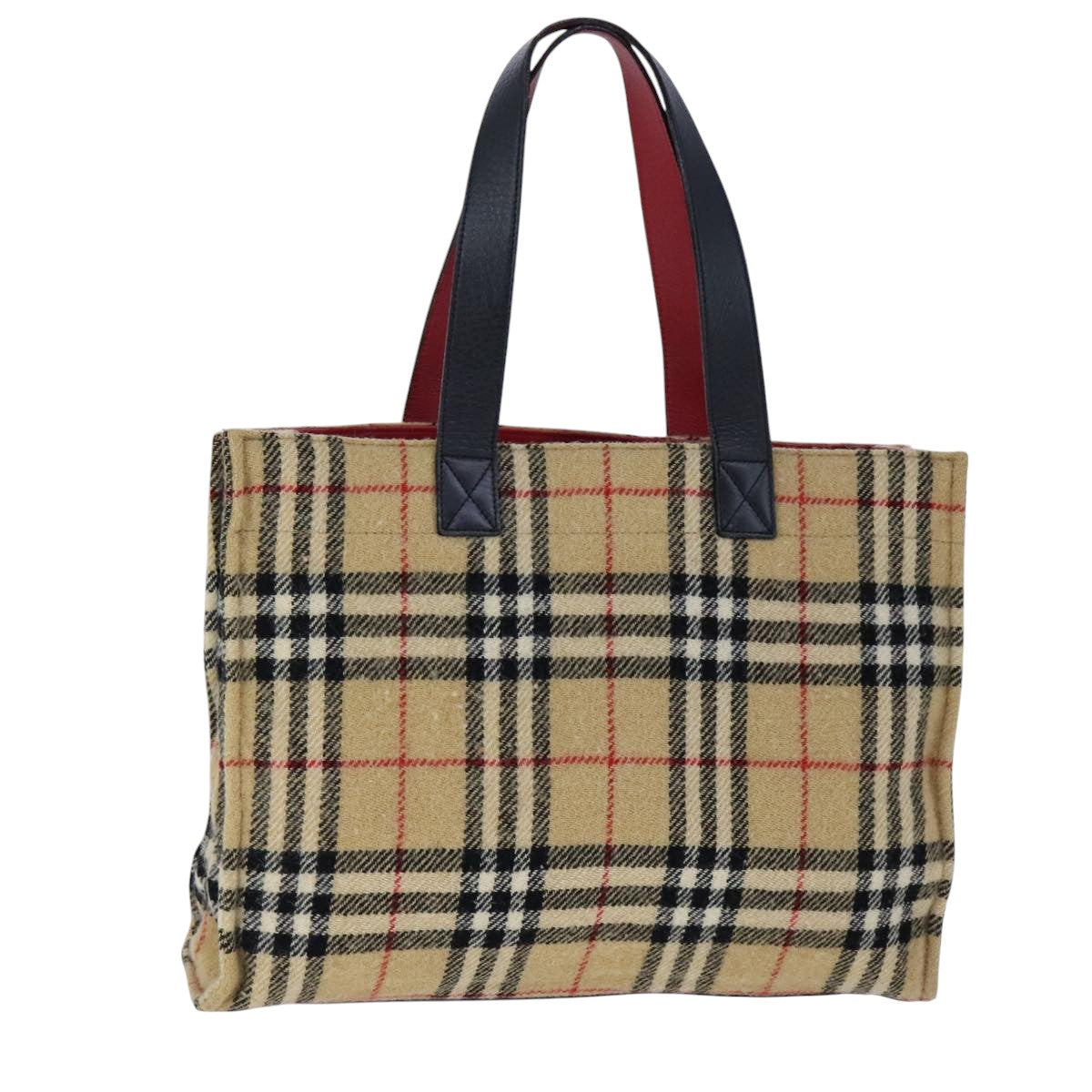 Burberry Nova Check Beige Cotton Handbag (Pre-Owned)