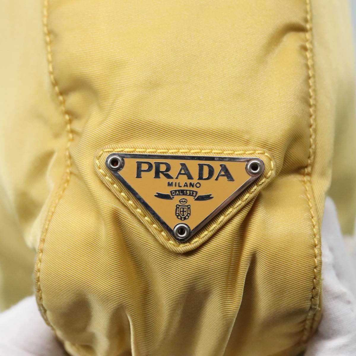 Prada Tessuto Yellow Synthetic Handbag (Pre-Owned)